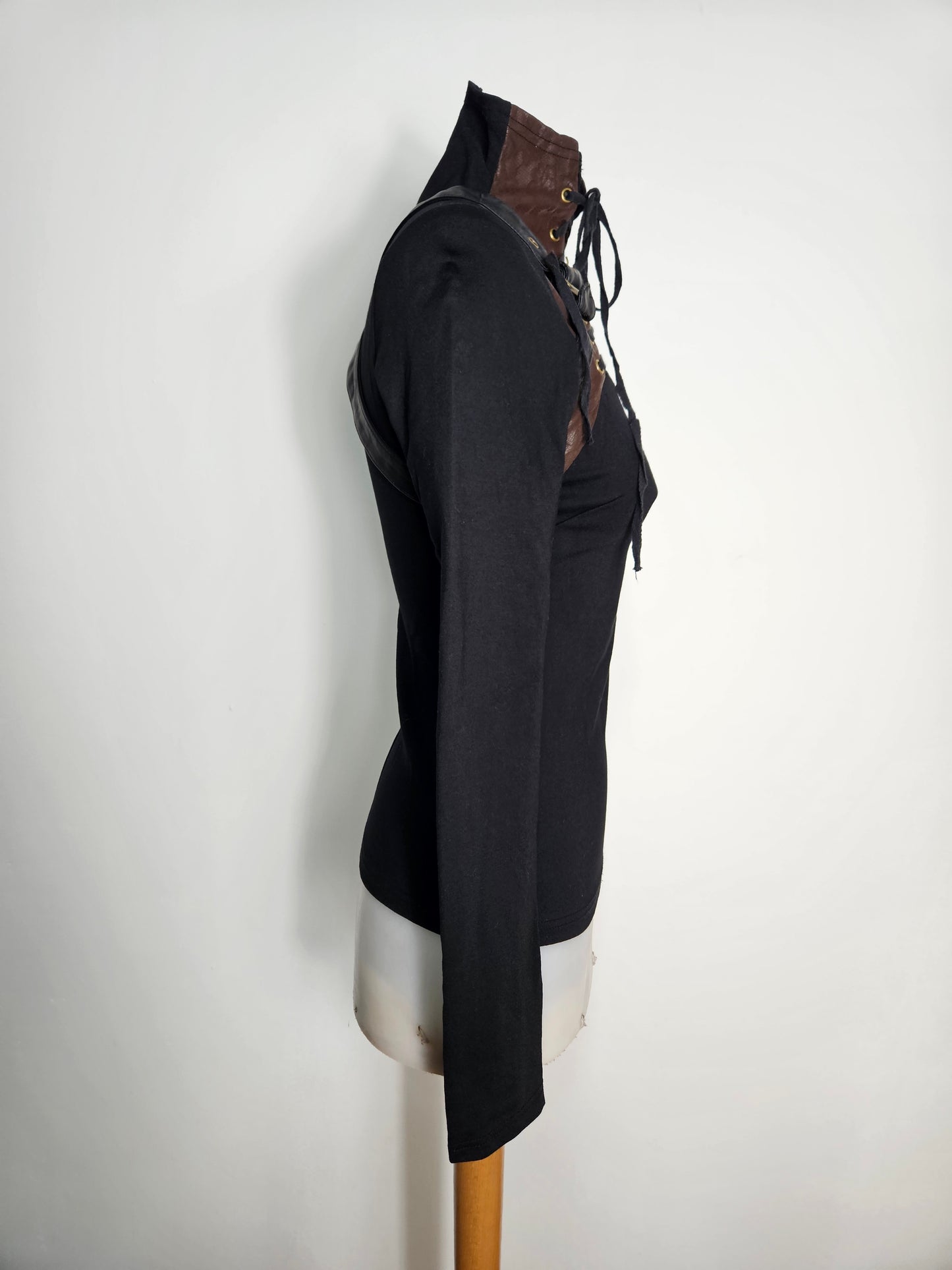 Haut empiècement similicuir Punk Rave