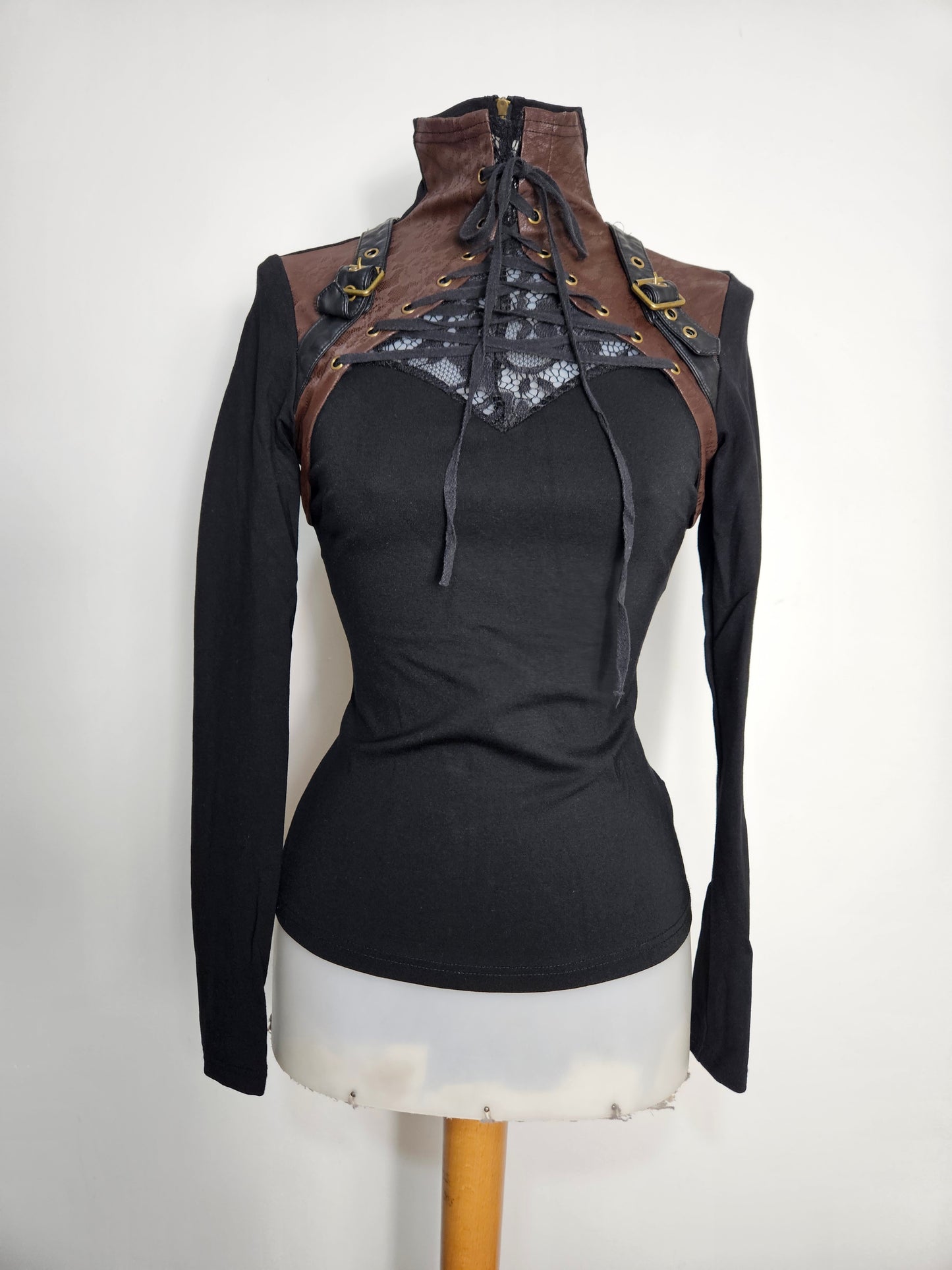 Haut empiècement similicuir Punk Rave