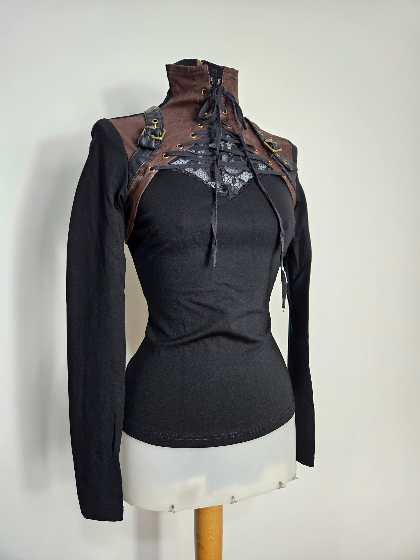 Haut empiècement similicuir Punk Rave