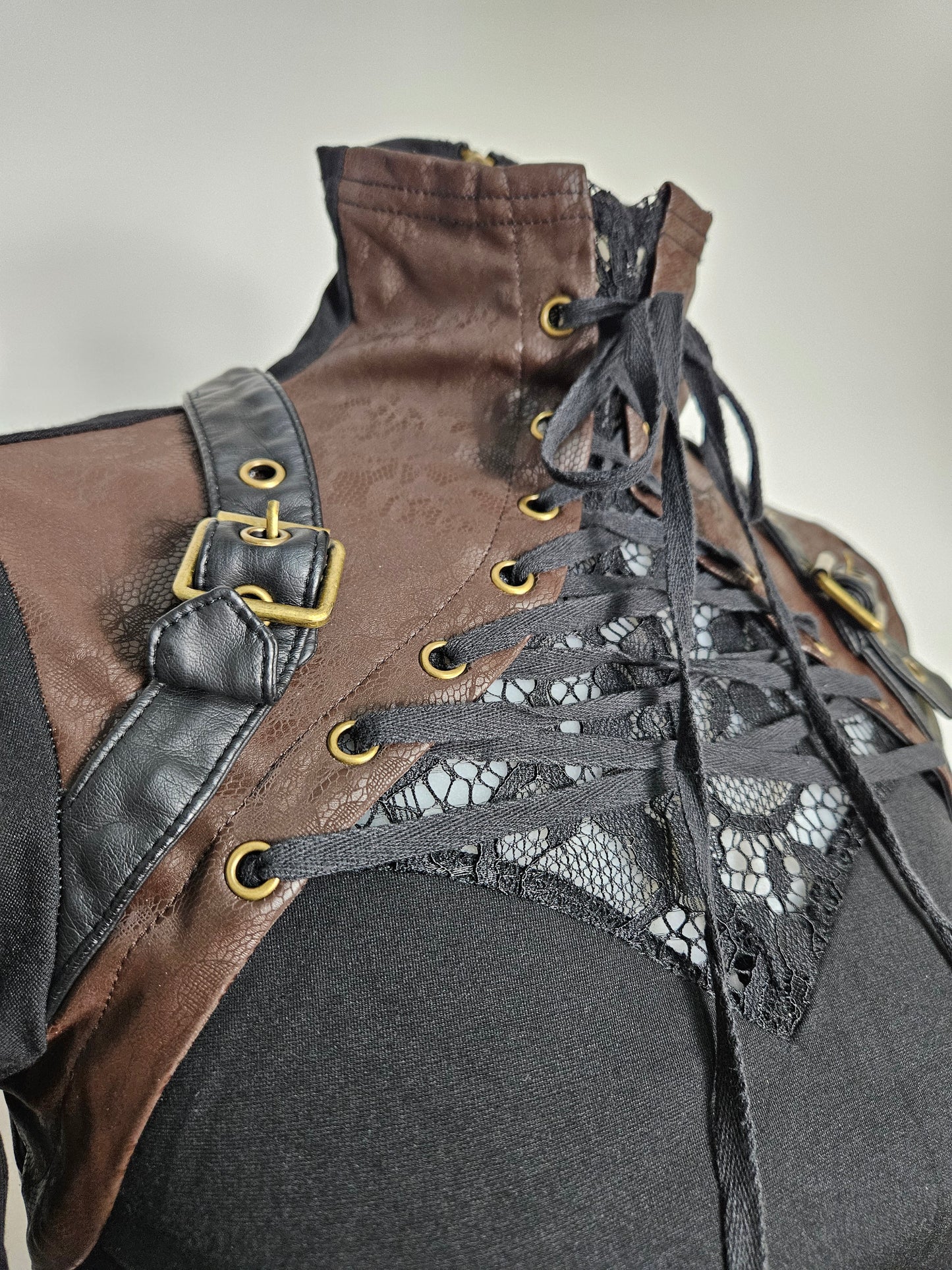 Haut empiècement similicuir Punk Rave