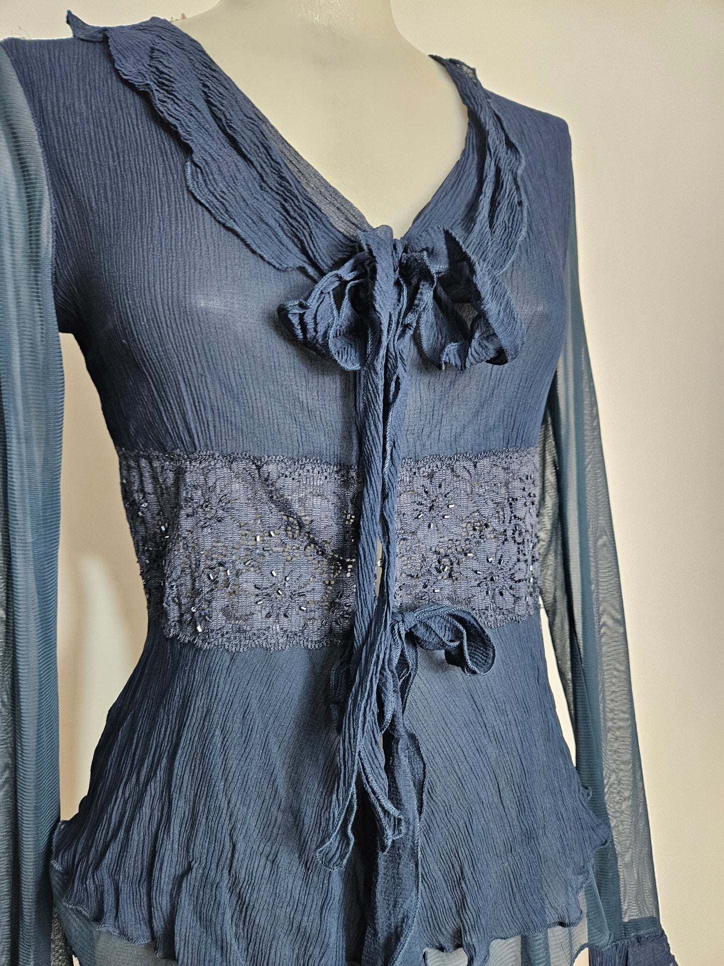 Chemisier en voile bleu