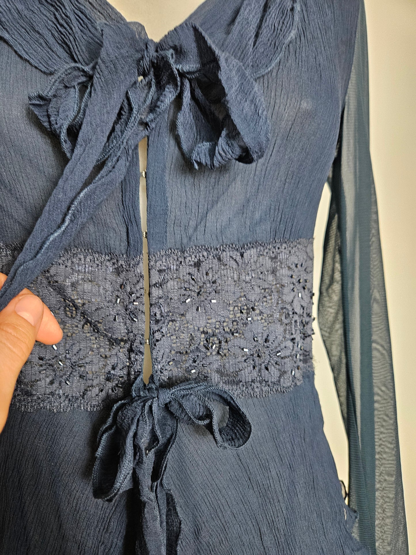 Chemisier en voile bleu