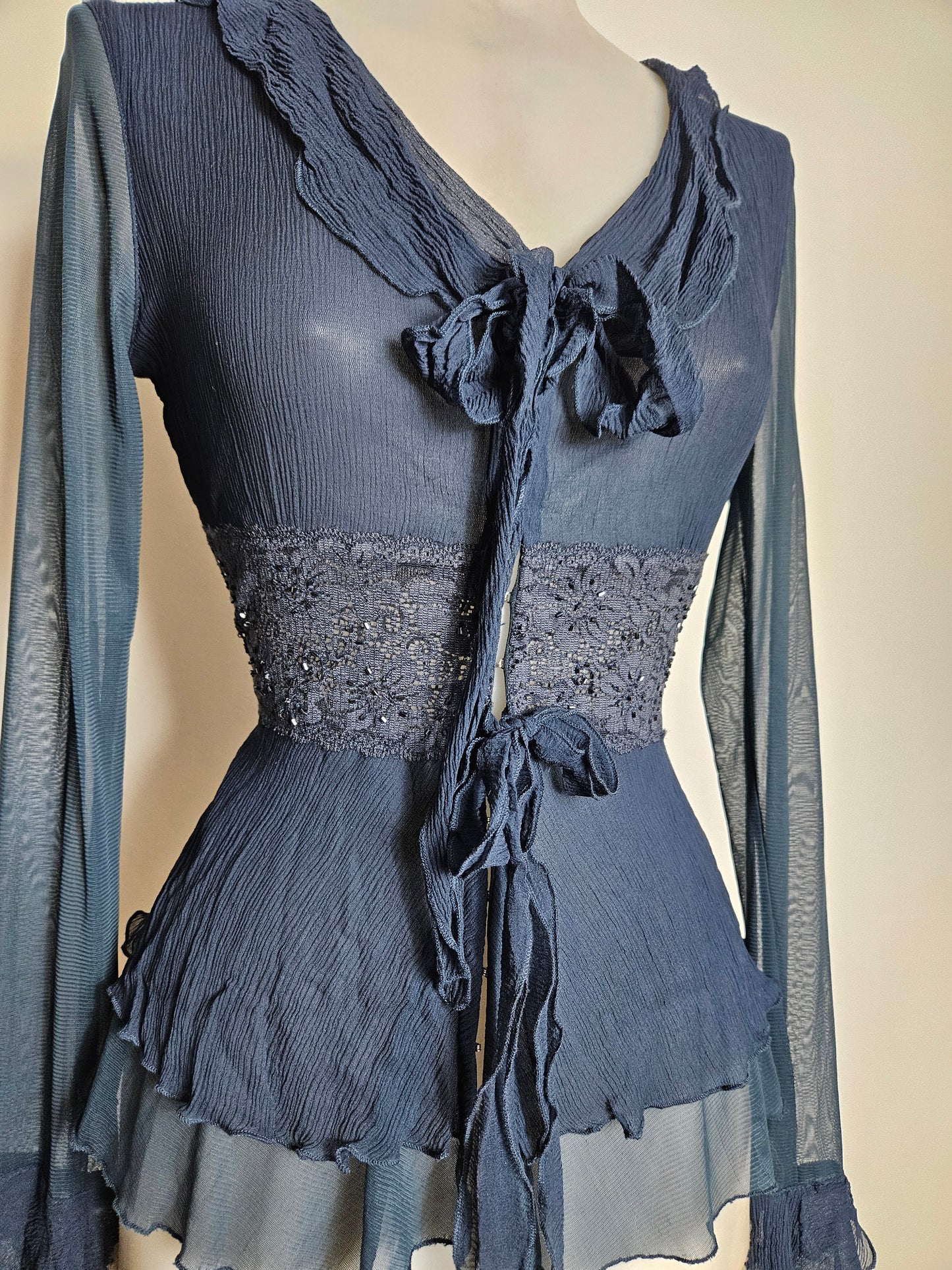 Chemisier en voile bleu