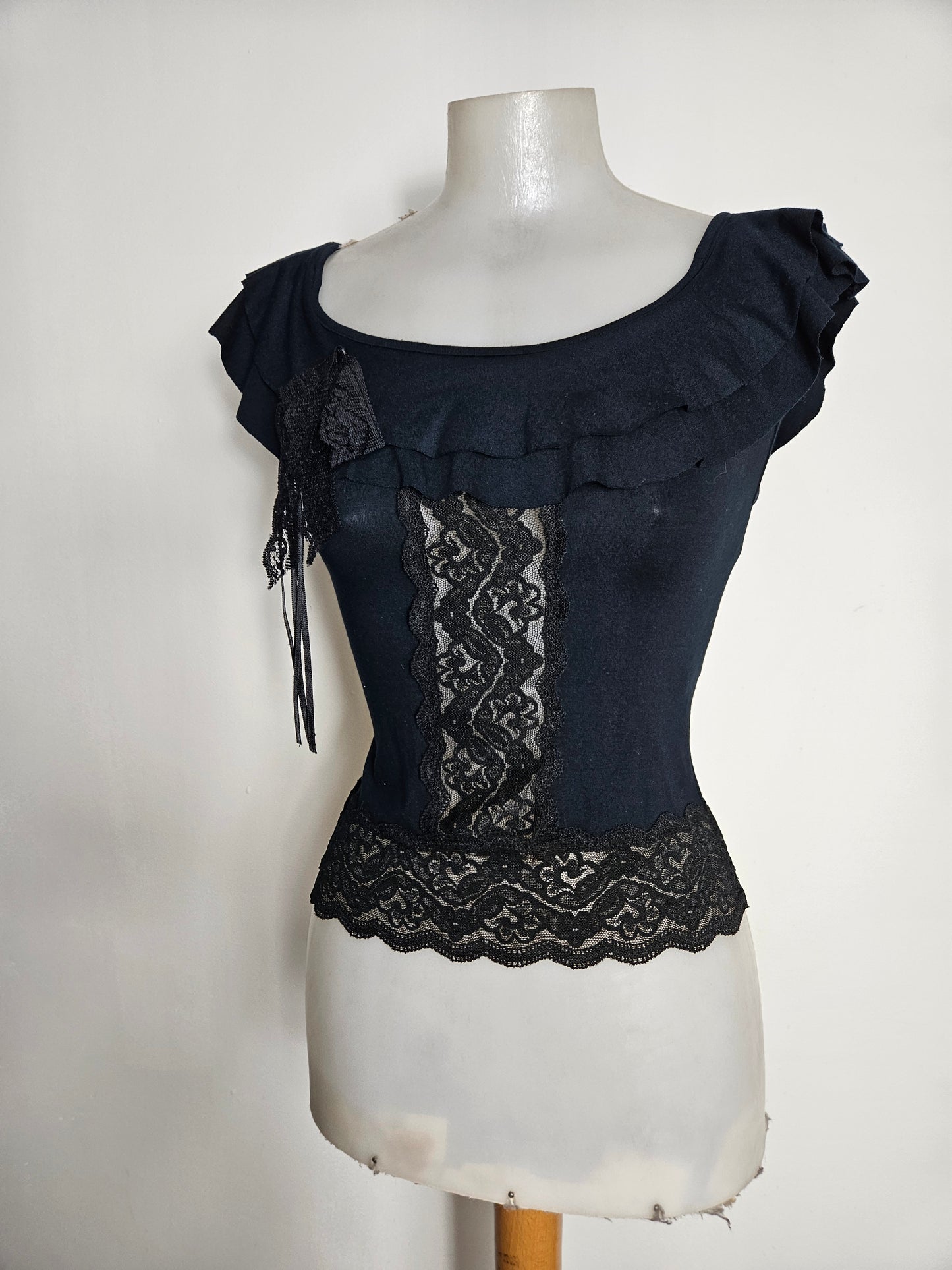 Haut col bardot détails dentelle