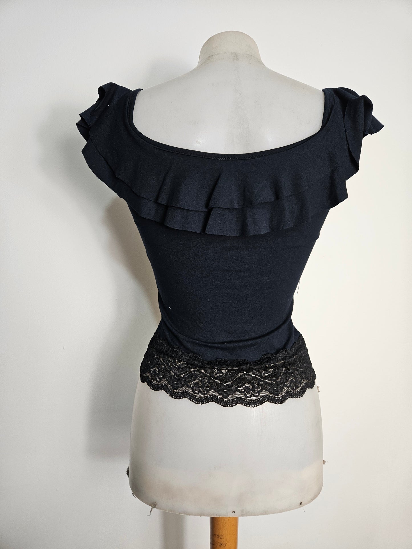 Haut col bardot détails dentelle