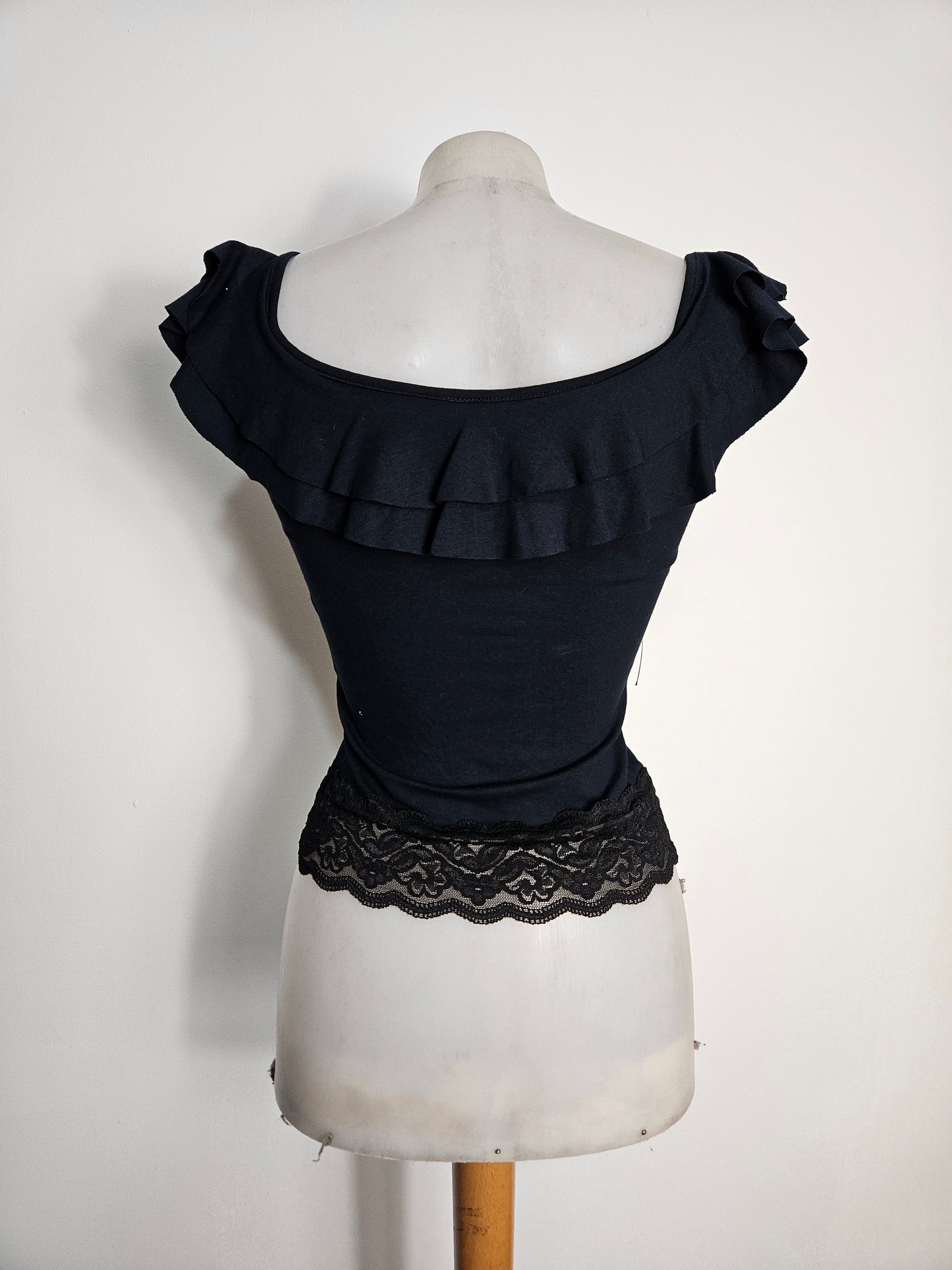 Haut col bardot détails dentelle