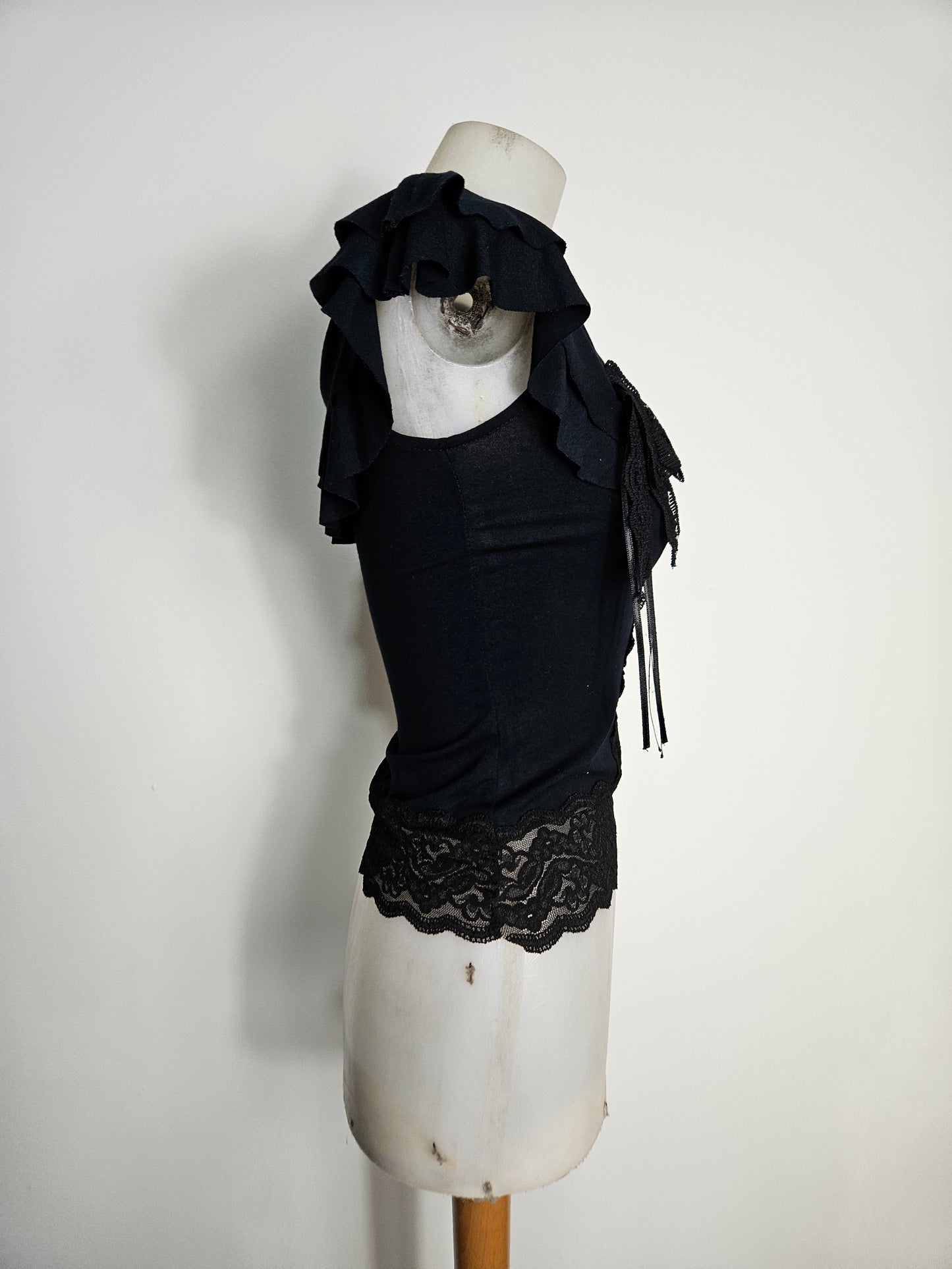 Haut col bardot détails dentelle