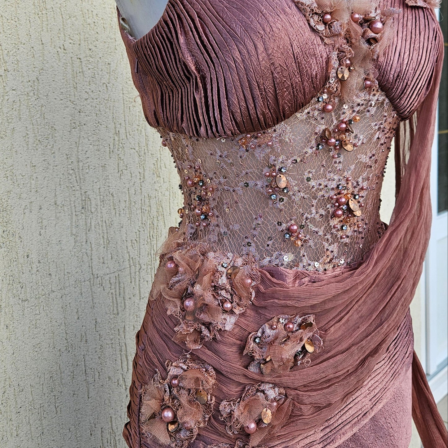 Pink dress with veil