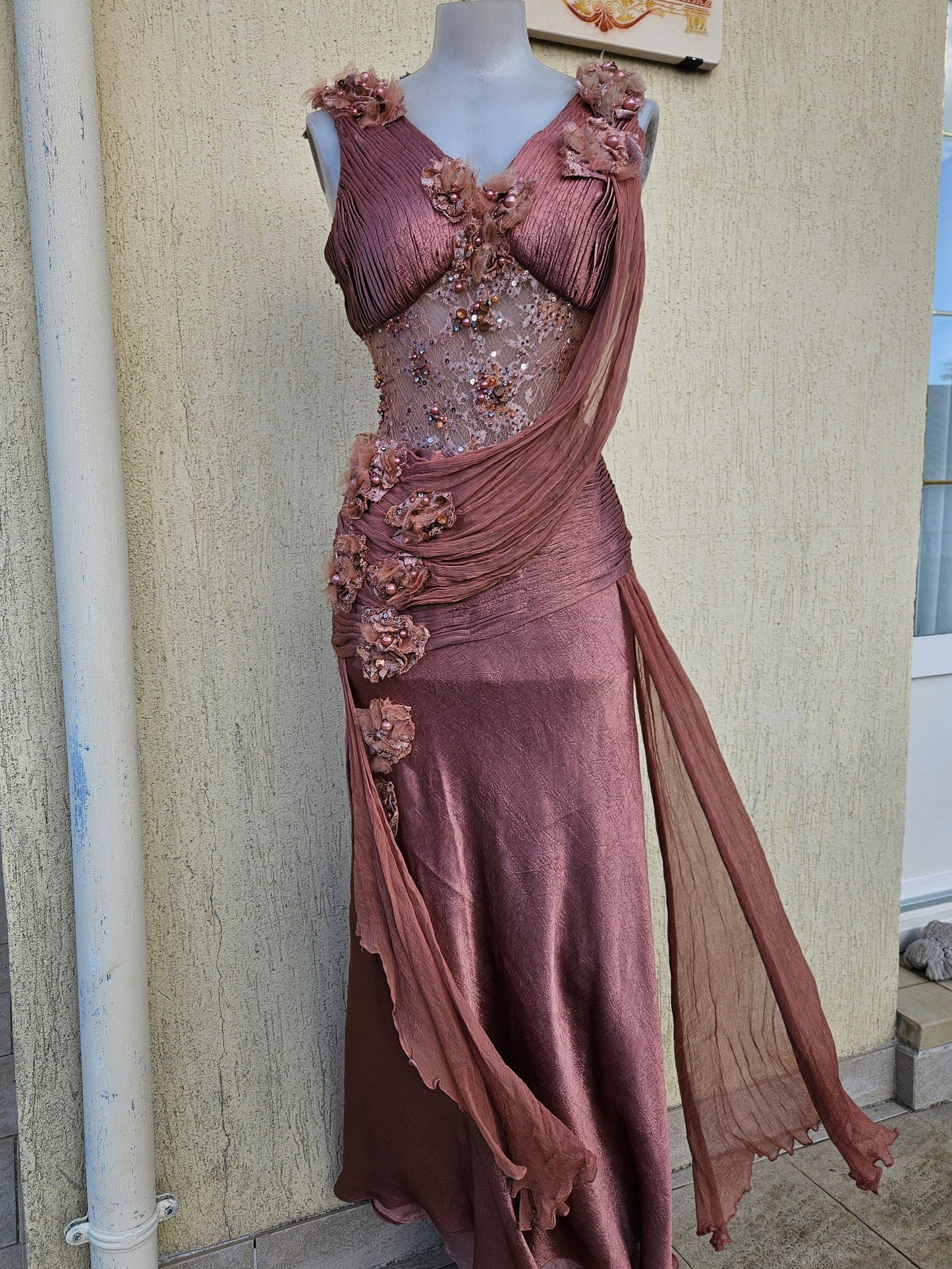 Pink dress with veil