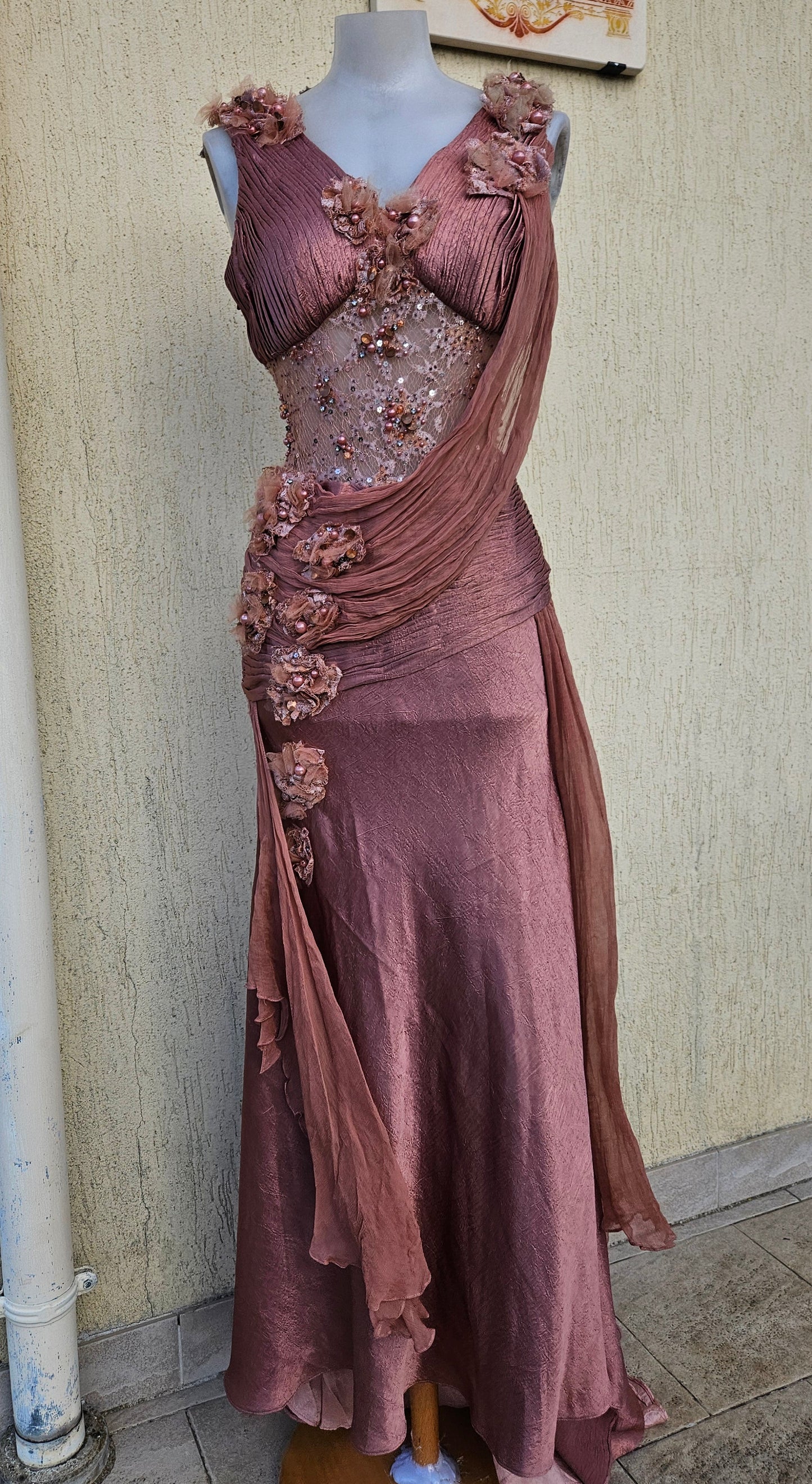 Pink dress with veil