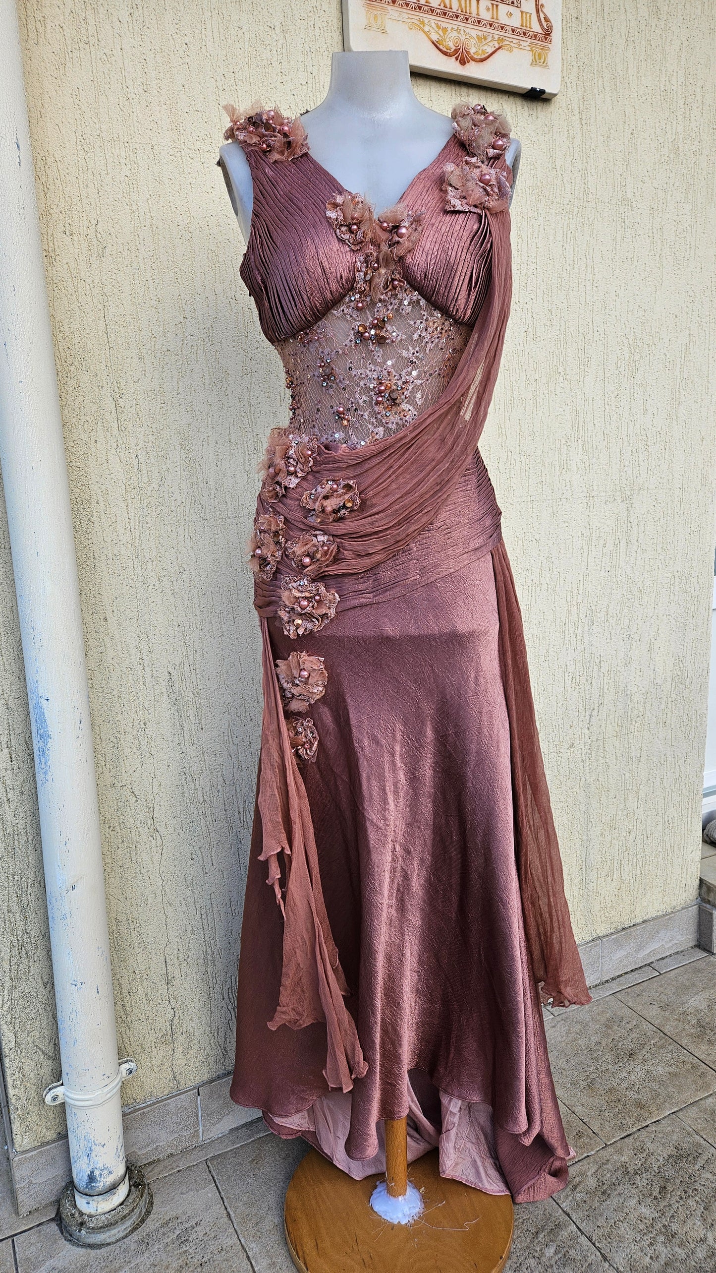 Pink dress with veil