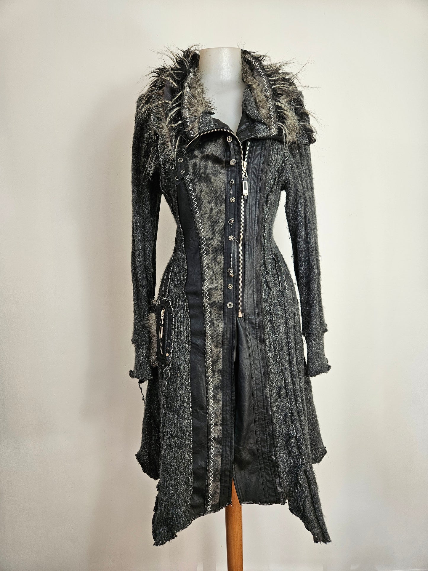 Maxi cardigan multimatières