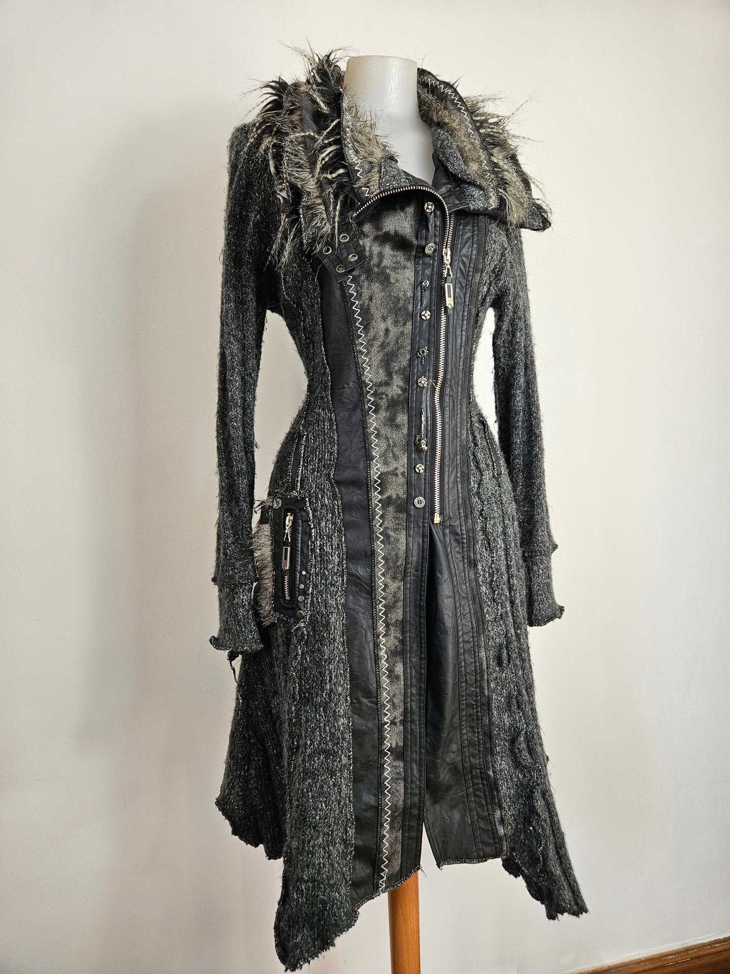 Maxi cardigan multimatières