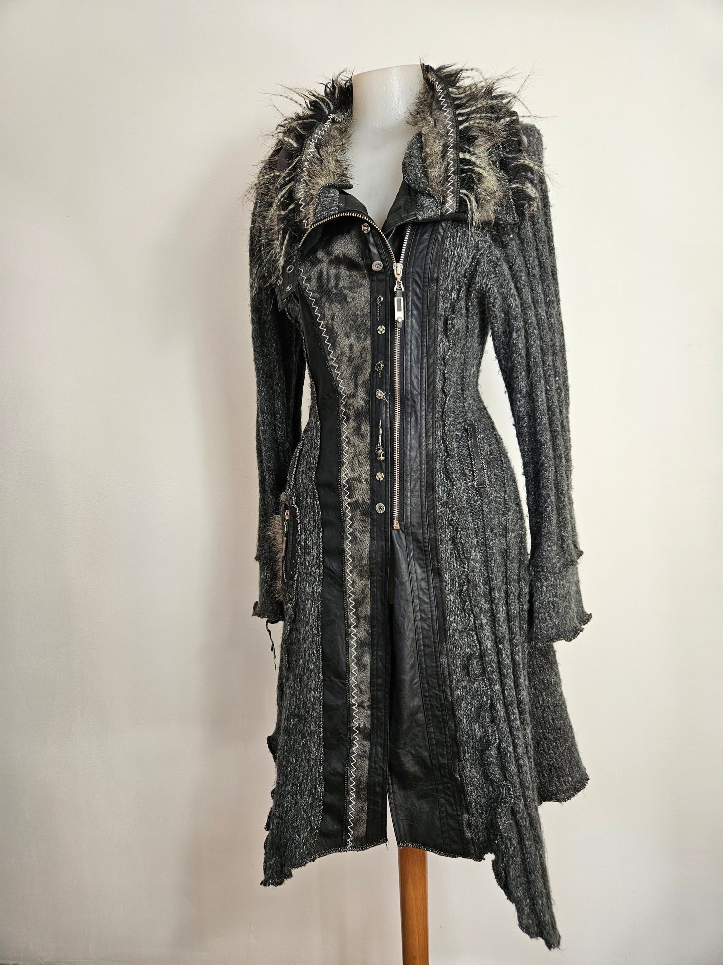 Maxi cardigan multimatières