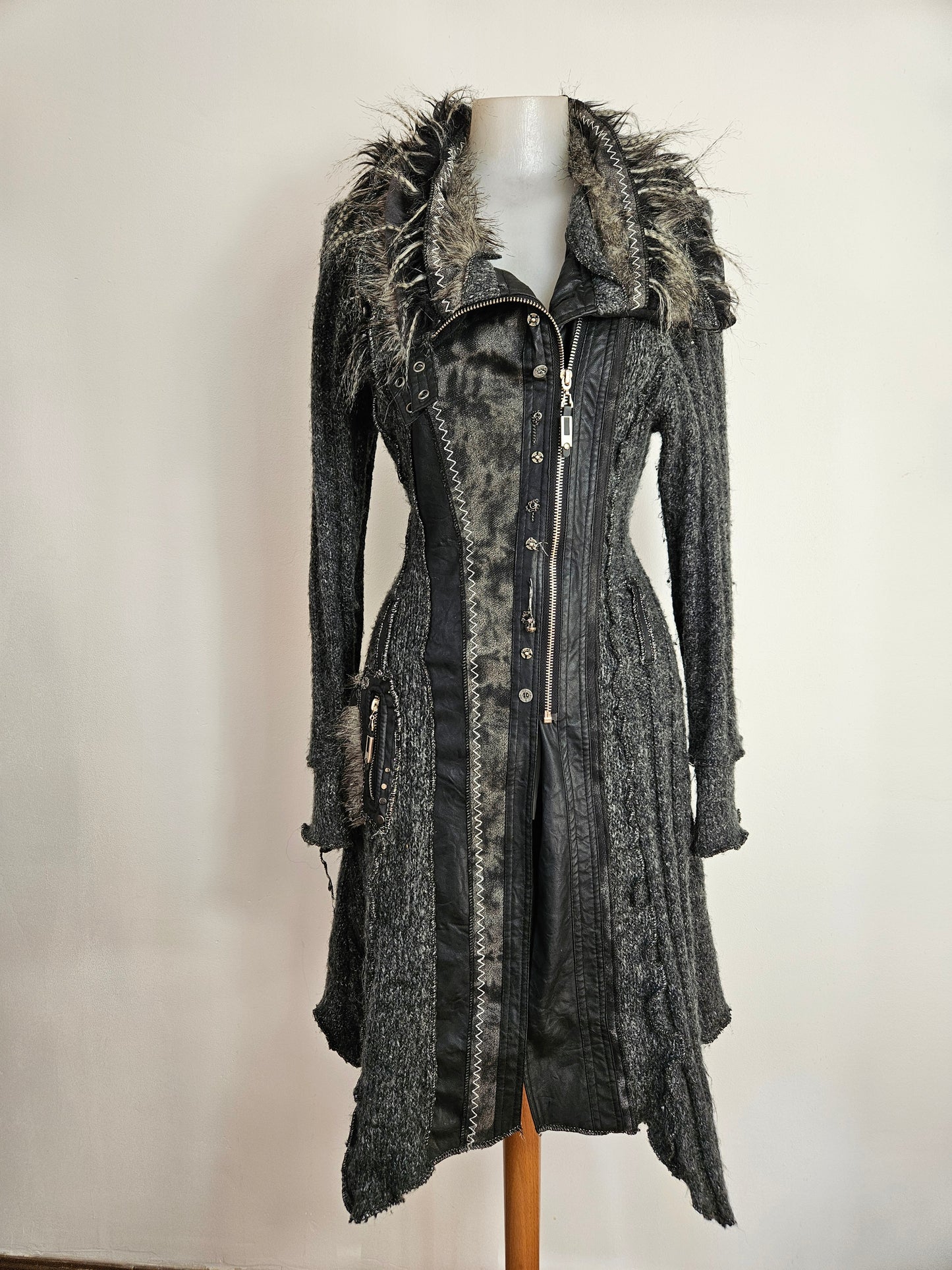 Maxi cardigan multimatières