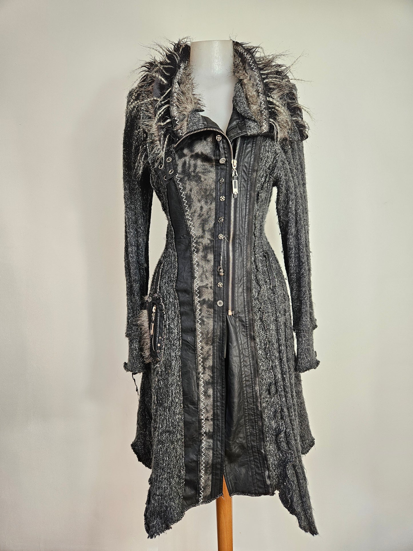 Maxi cardigan multimatières