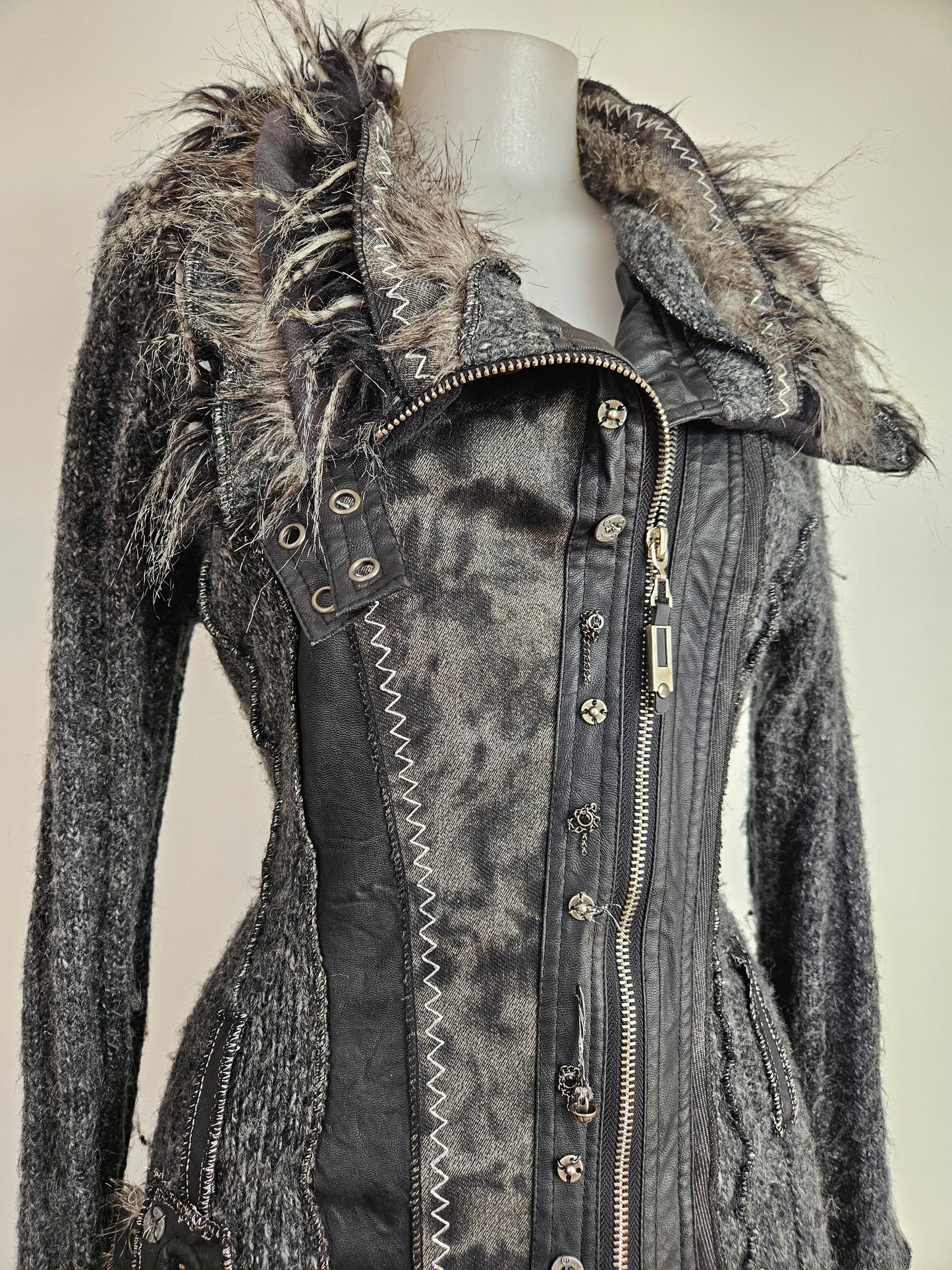 Maxi cardigan multimatières