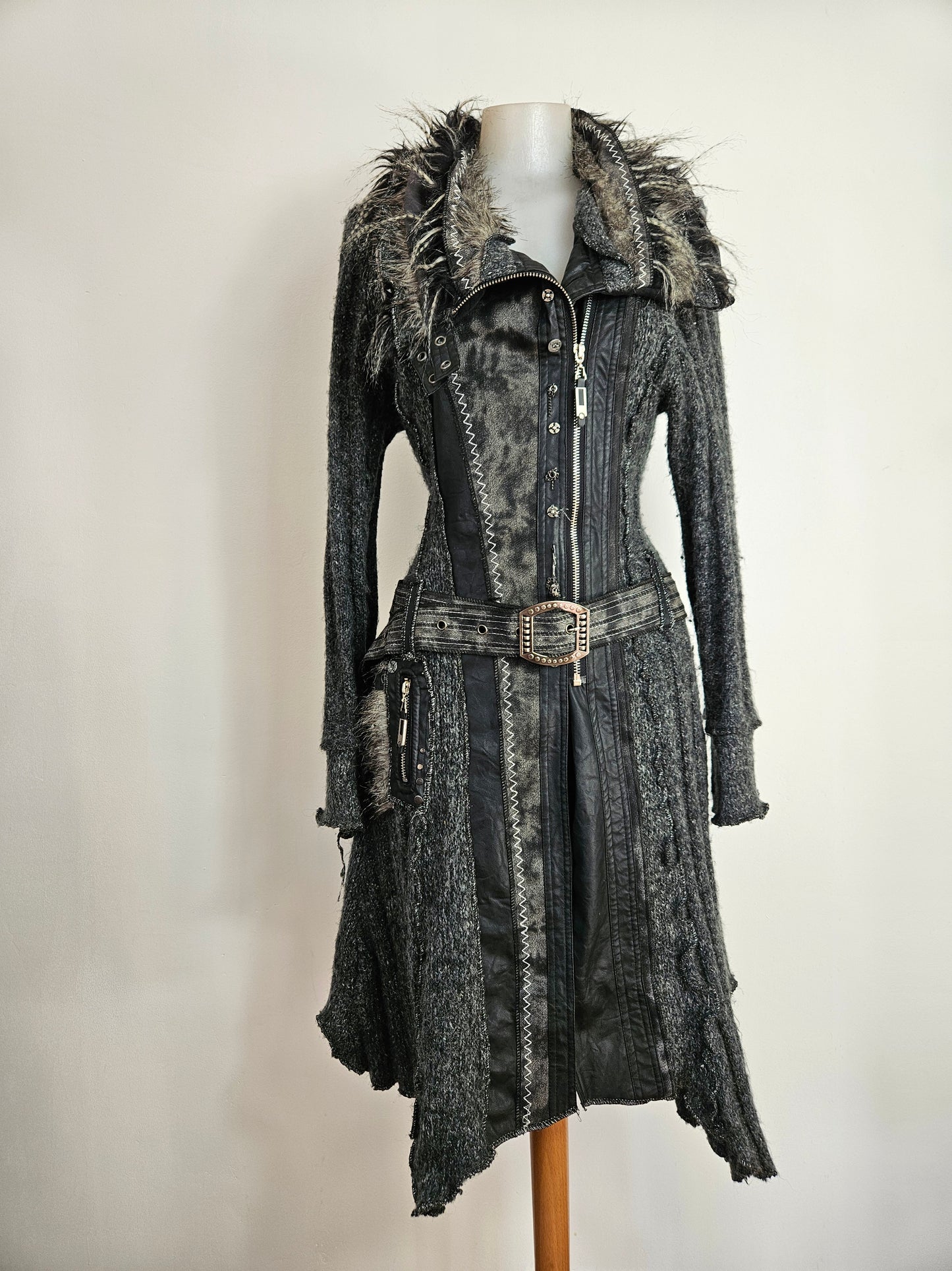 Maxi cardigan multimatières