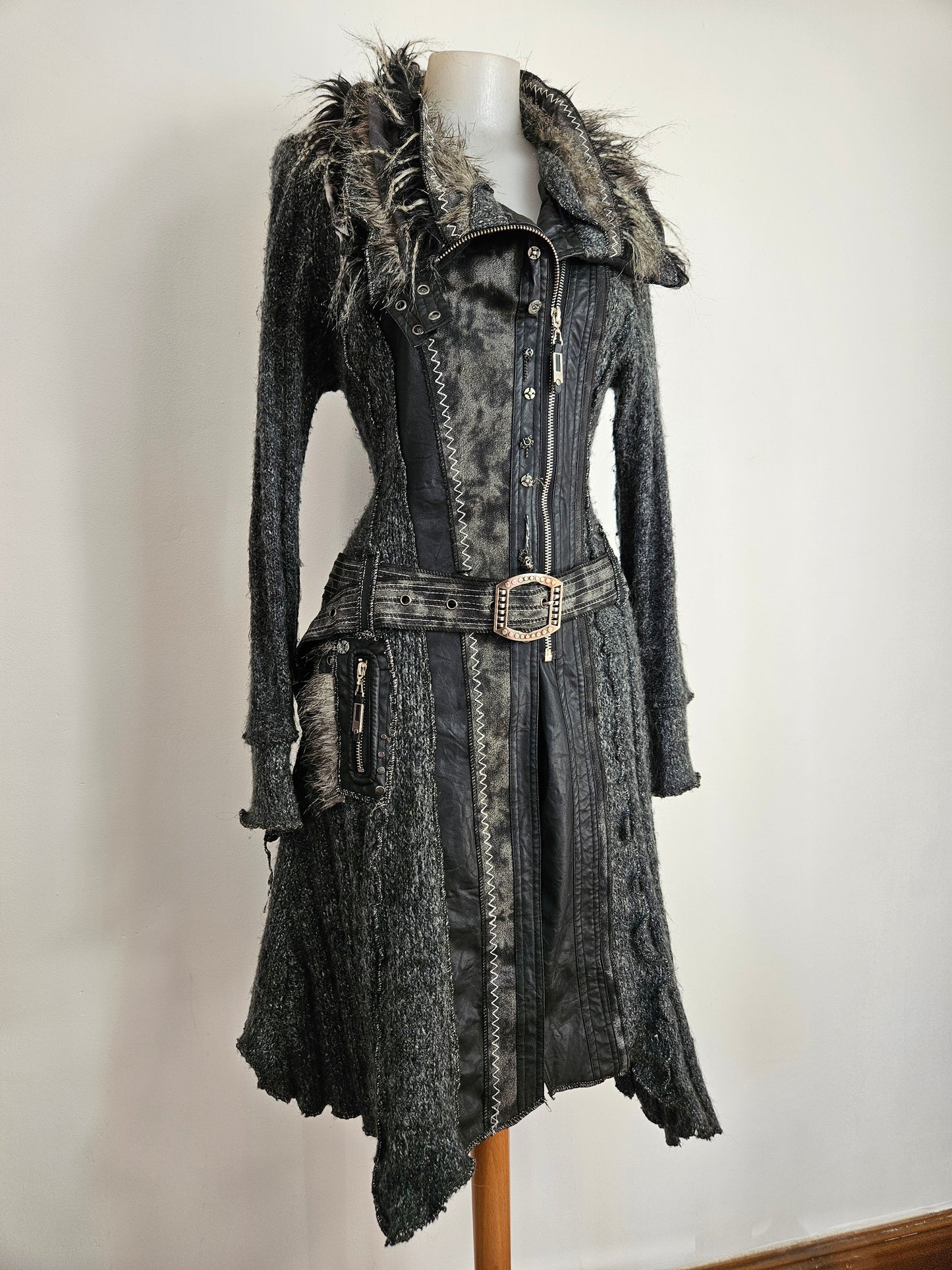 Maxi cardigan multimatières