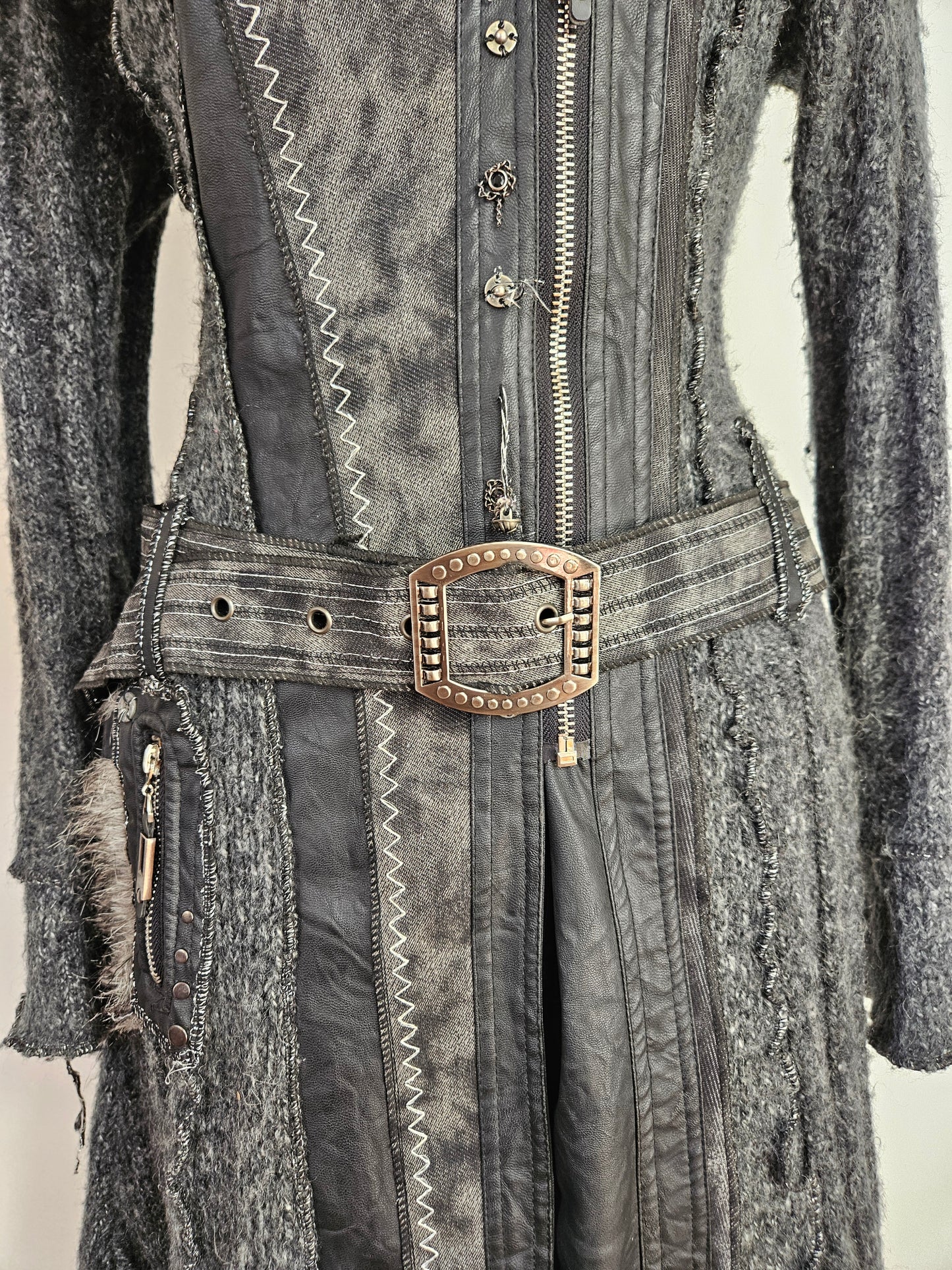 Maxi cardigan multimatières