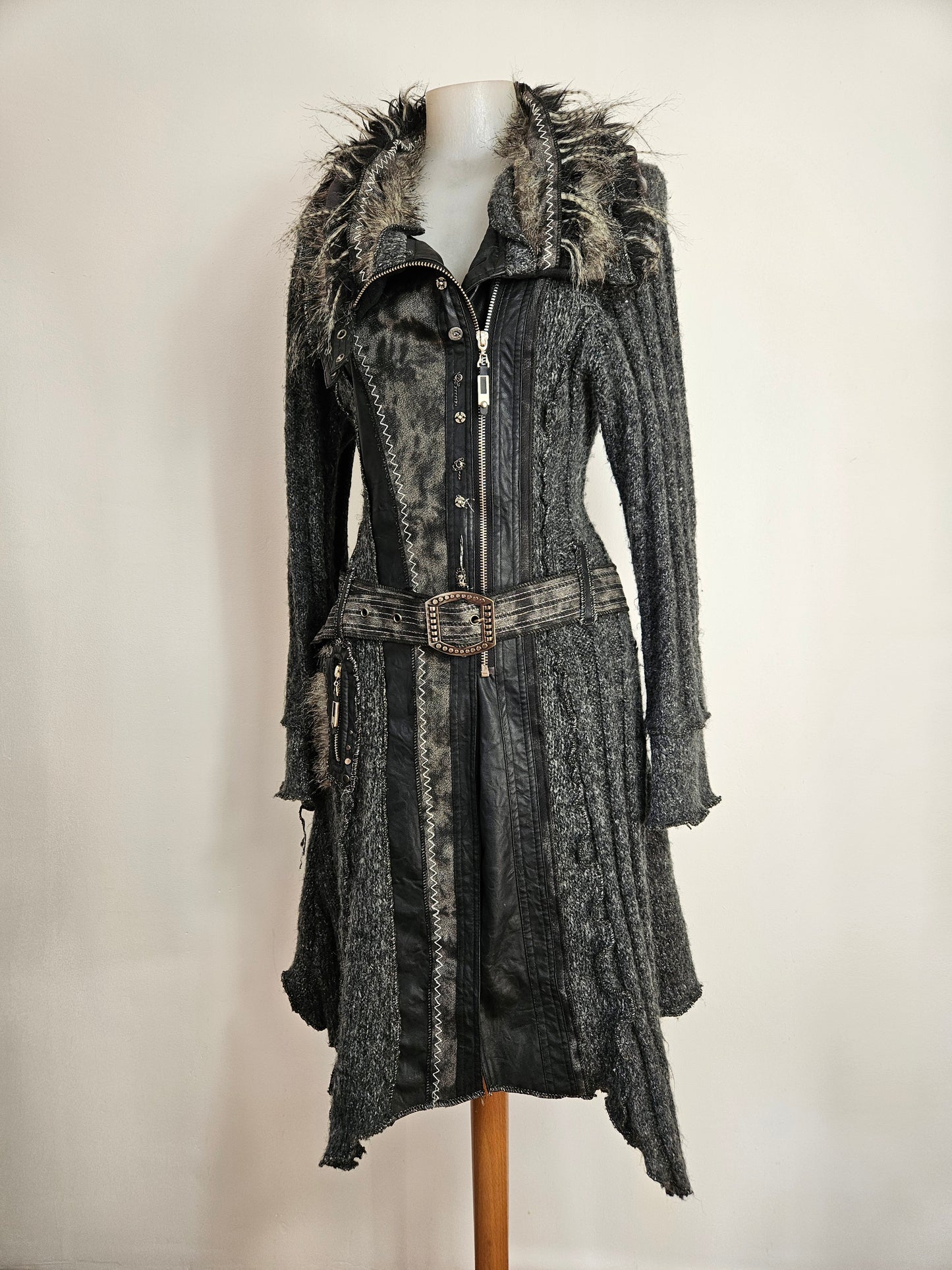 Maxi cardigan multimatières