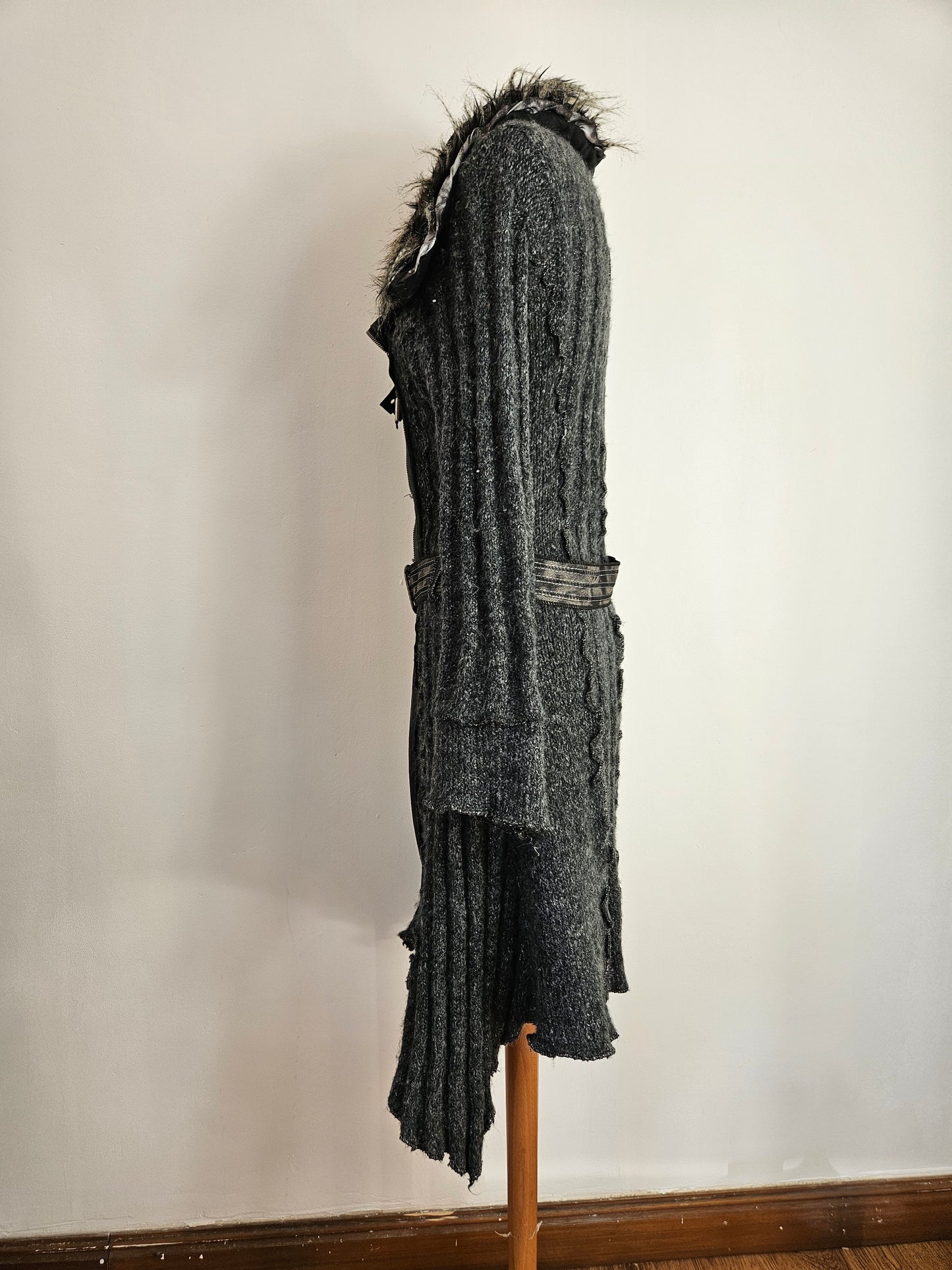 Maxi cardigan multimatières