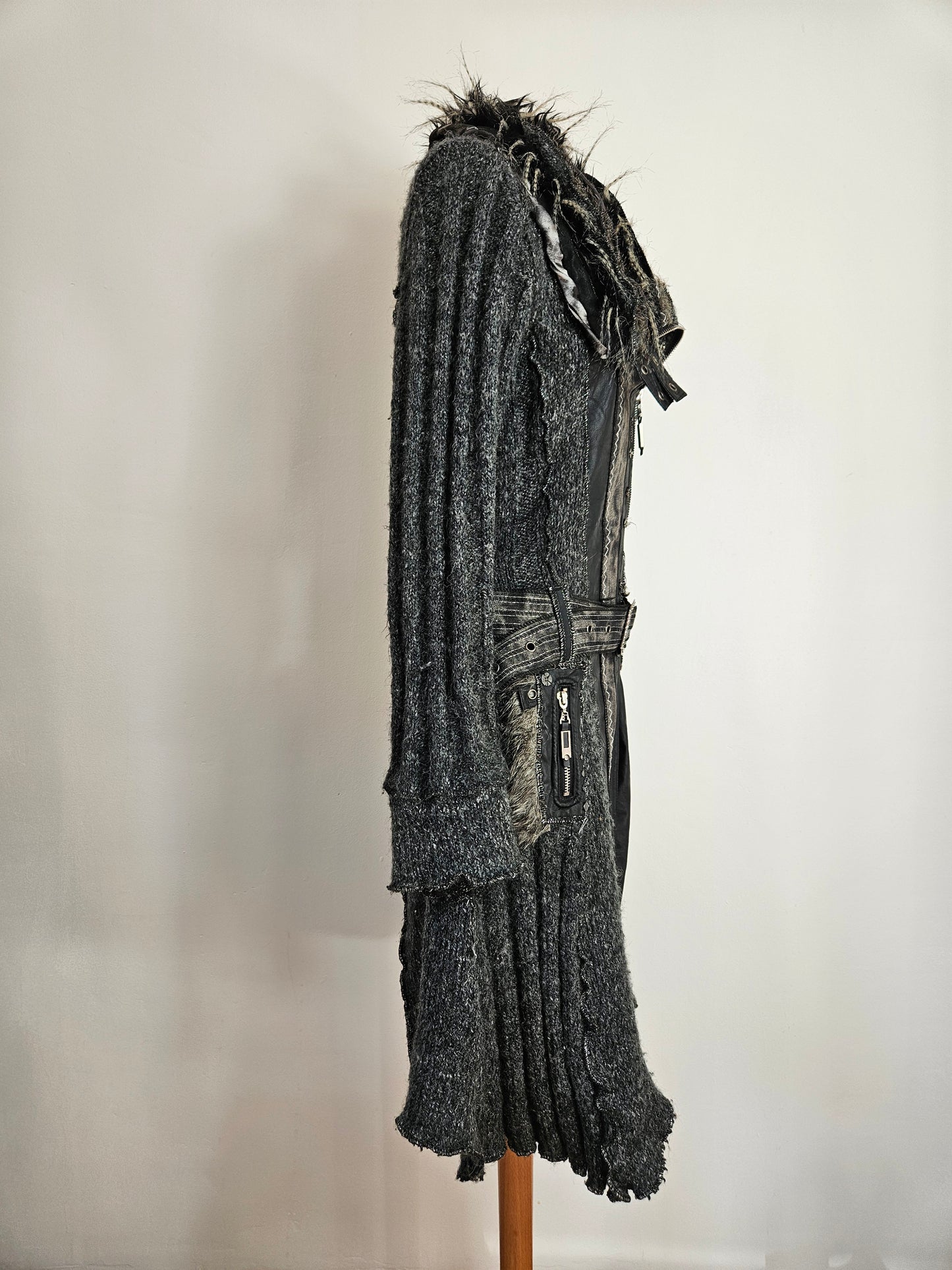 Maxi cardigan multimatières