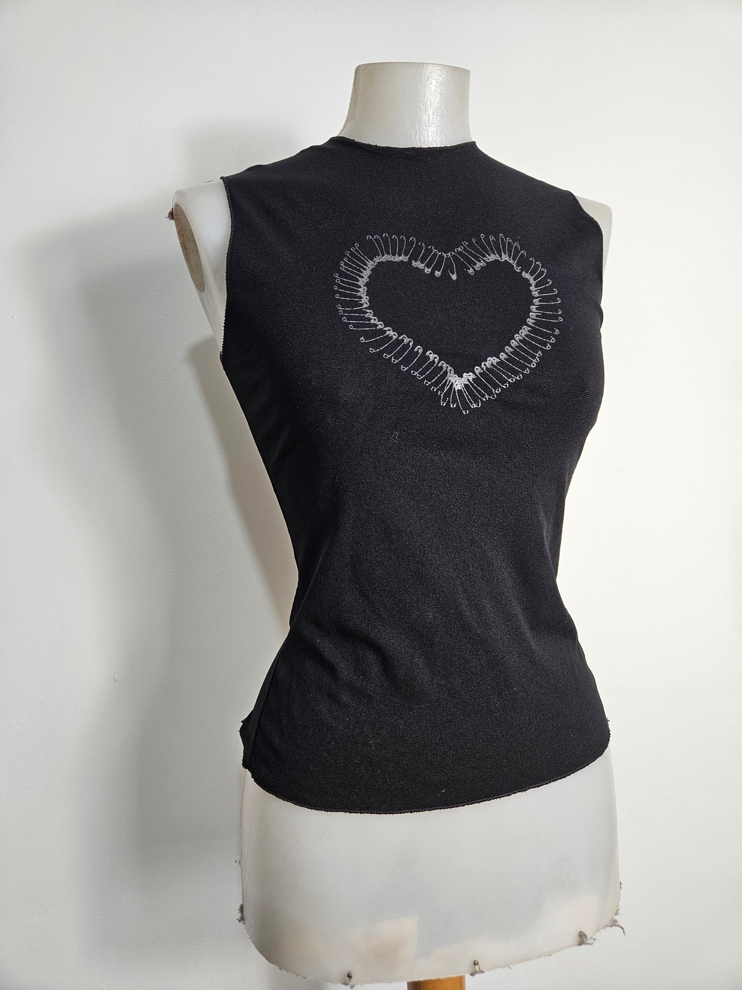 Haut en mesh motif coeur