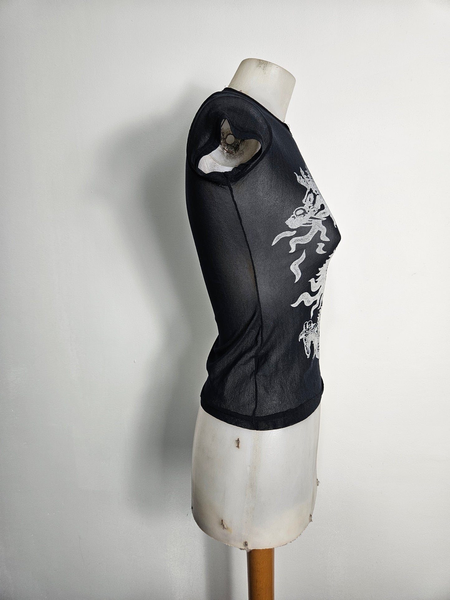 Haut en voile motif dragon