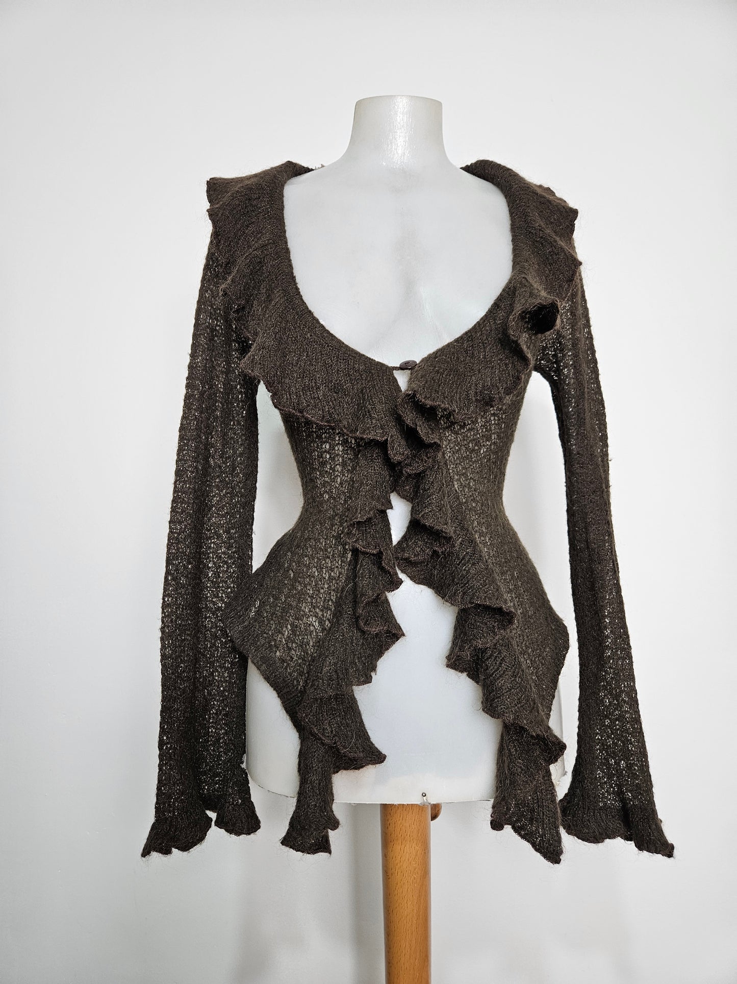 Cardigan marron à volants