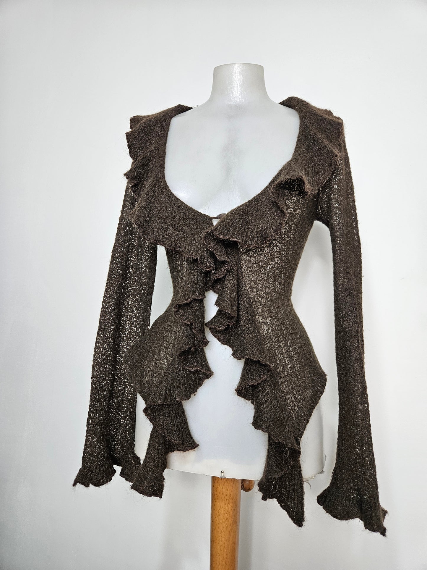 Cardigan marron à volants