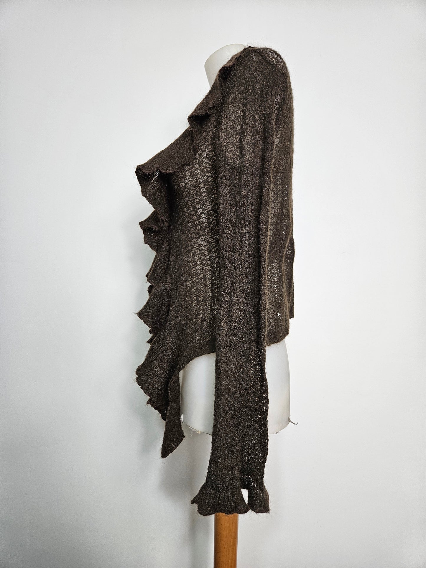 Cardigan marron à volants