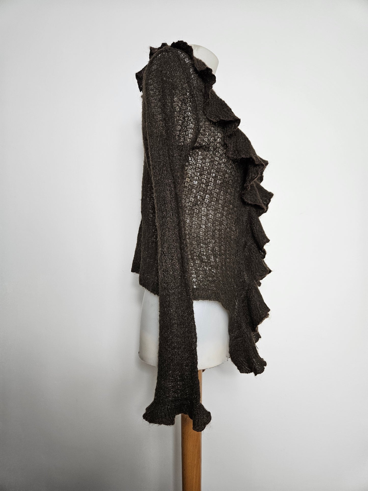 Cardigan marron à volants