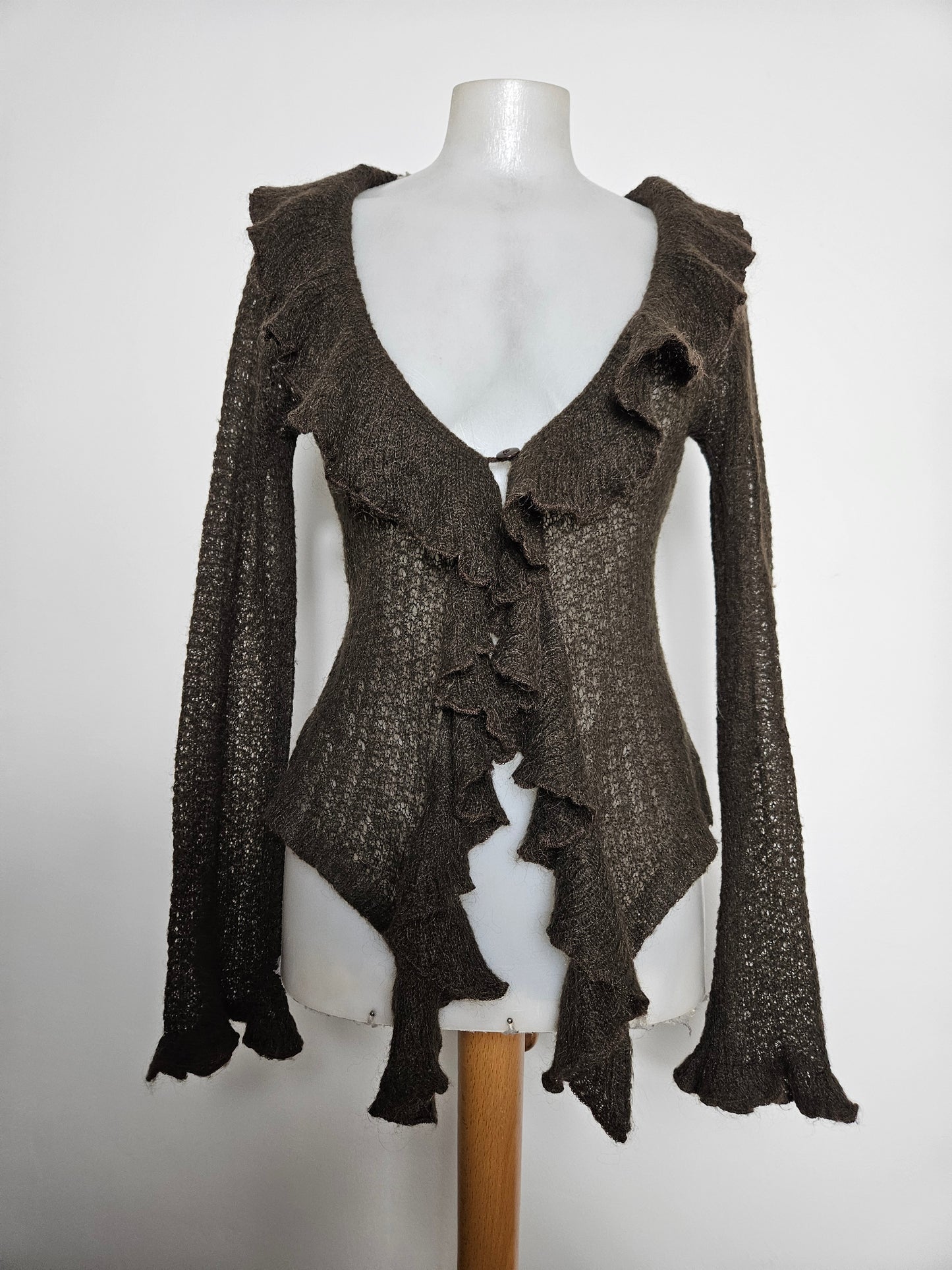 Cardigan marron à volants