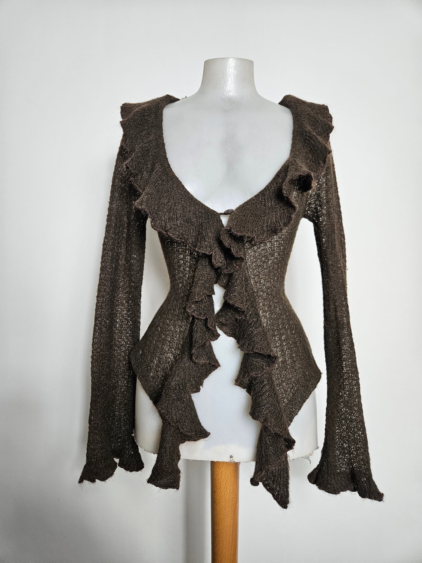 Cardigan marron à volants
