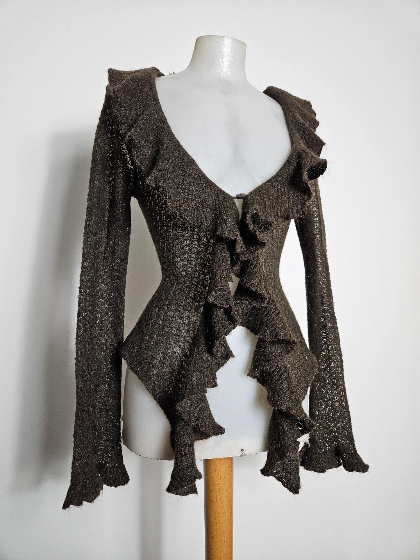 Cardigan marron à volants