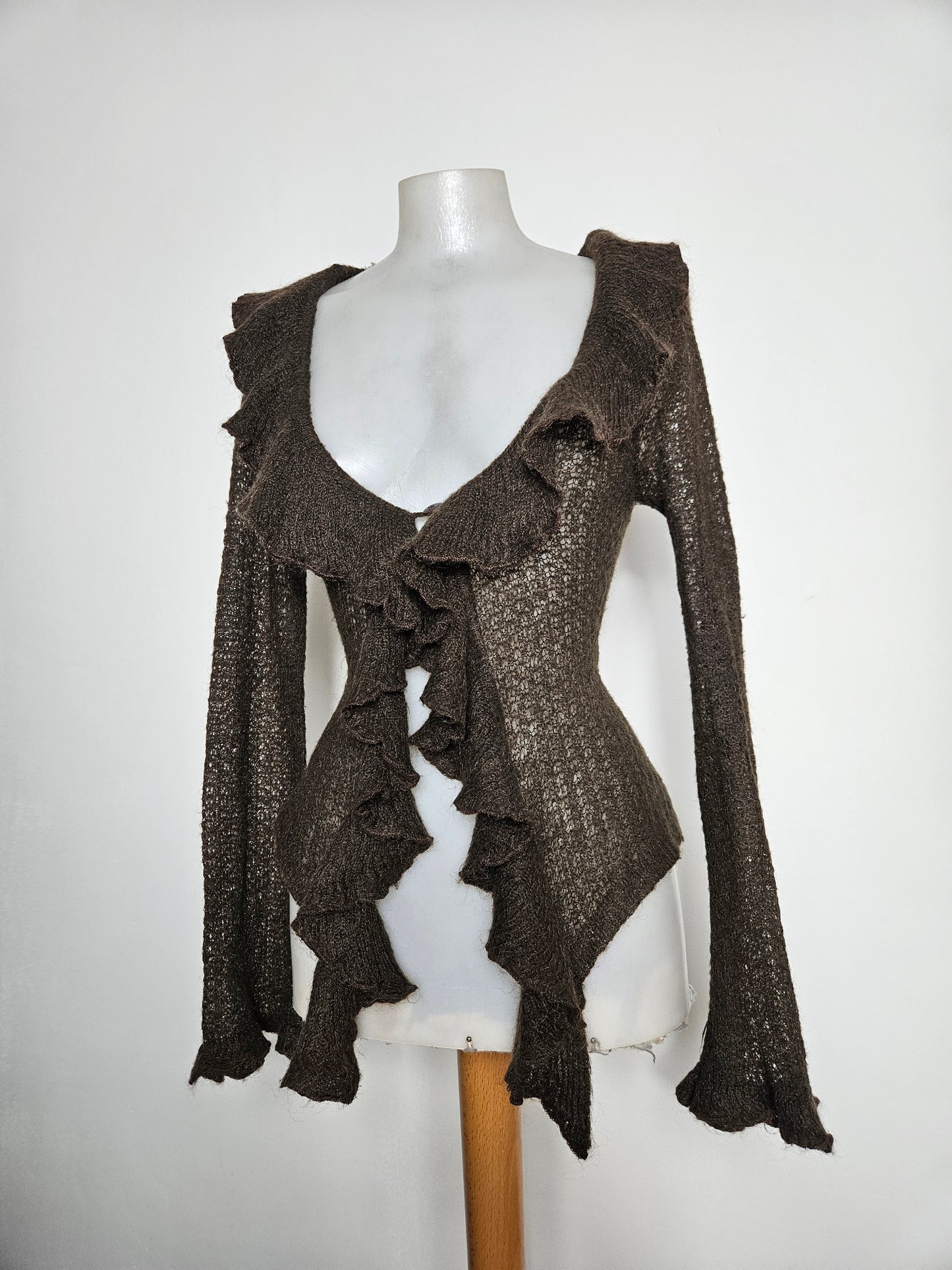 Cardigan marron à volants