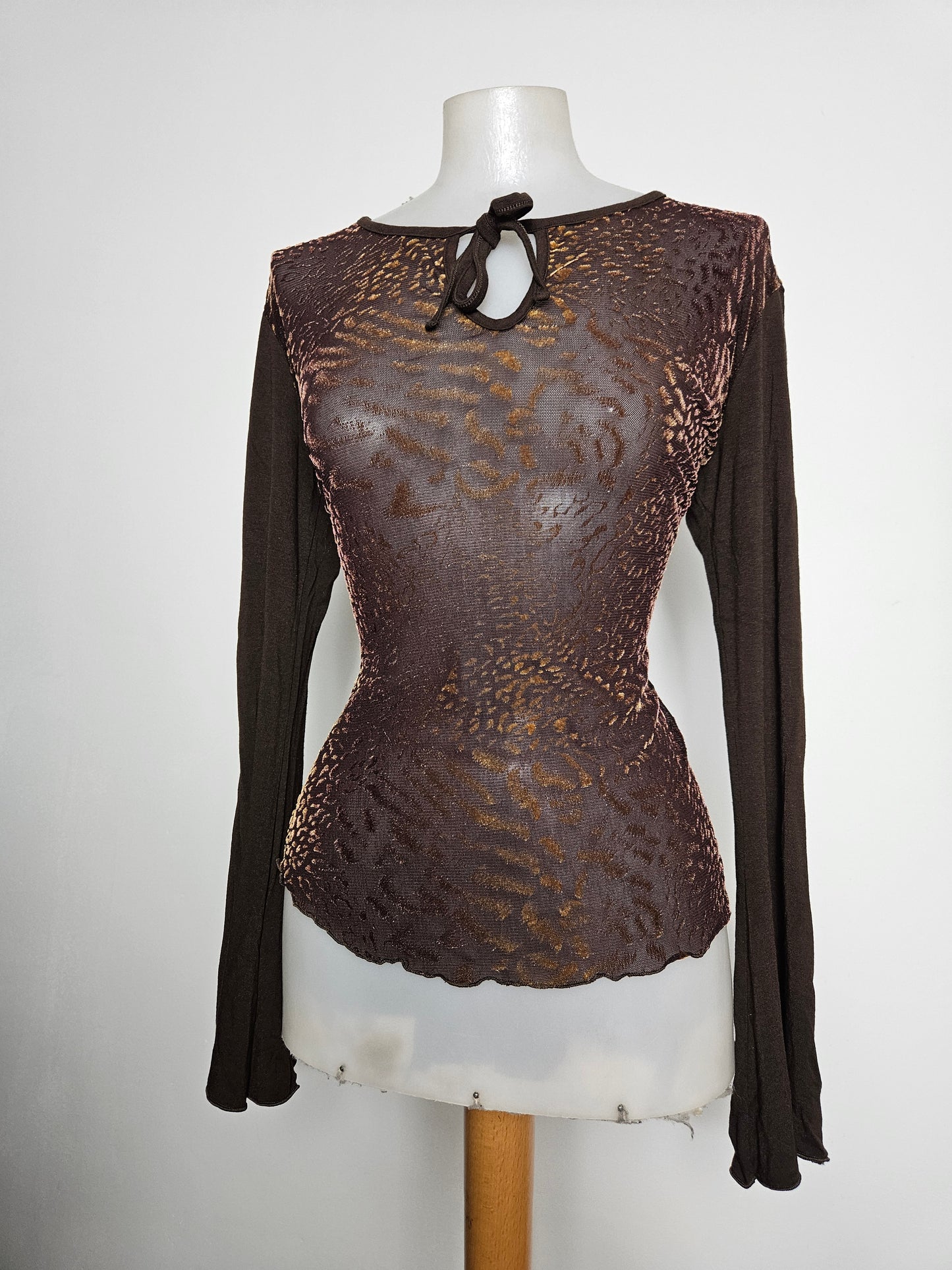 Haut en voile et velours ras marron