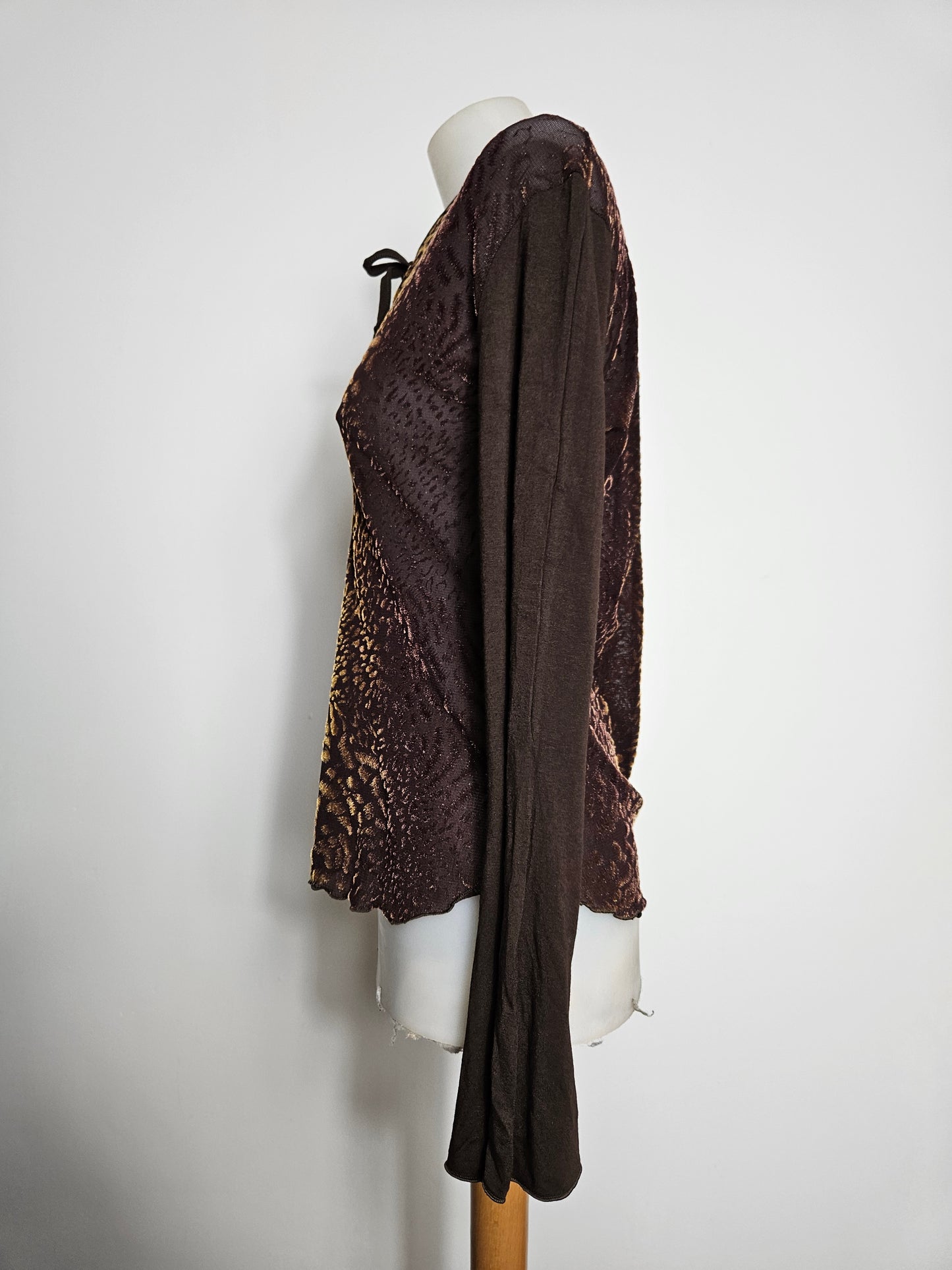 Haut en voile et velours ras marron