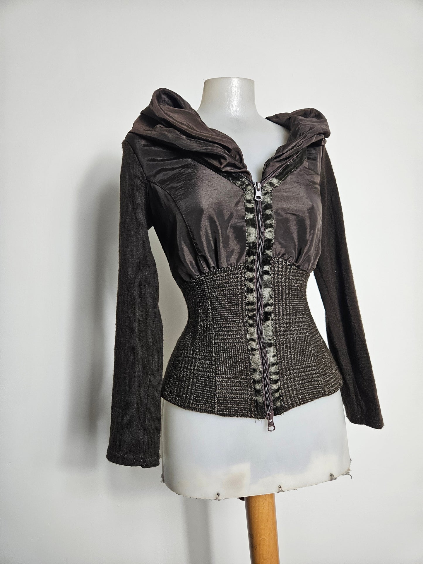 Cardigan bi matière marron