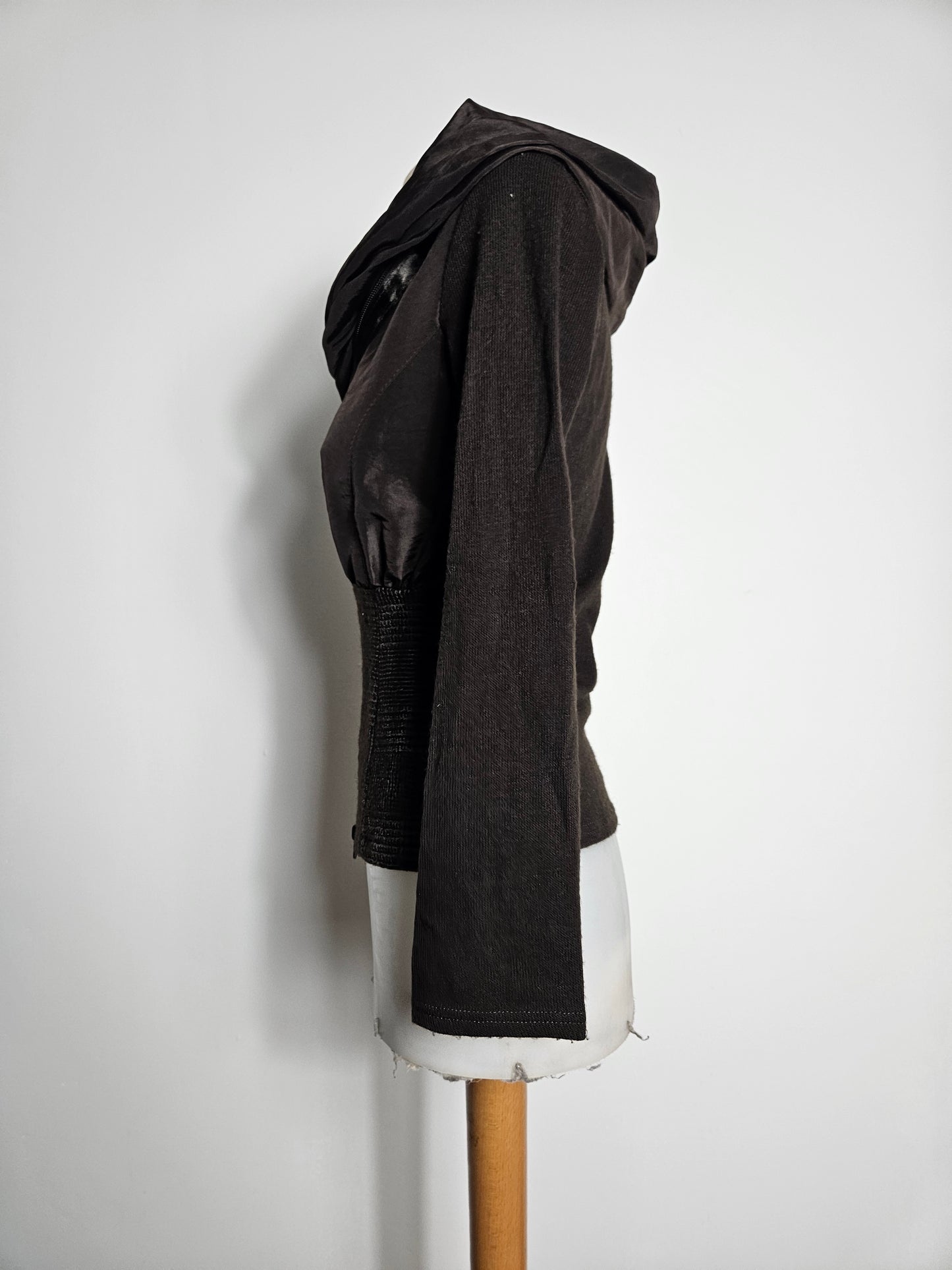 Cardigan bi matière marron