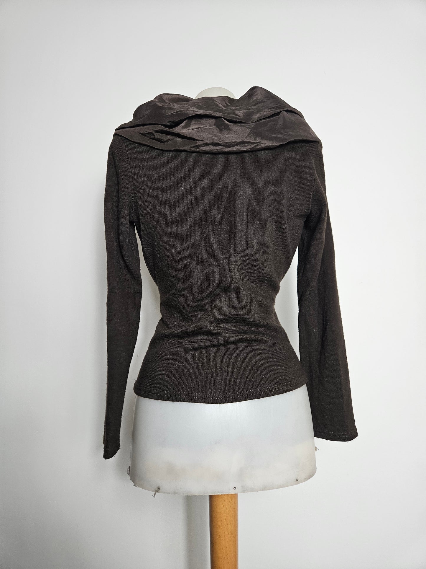 Cardigan bi matière marron