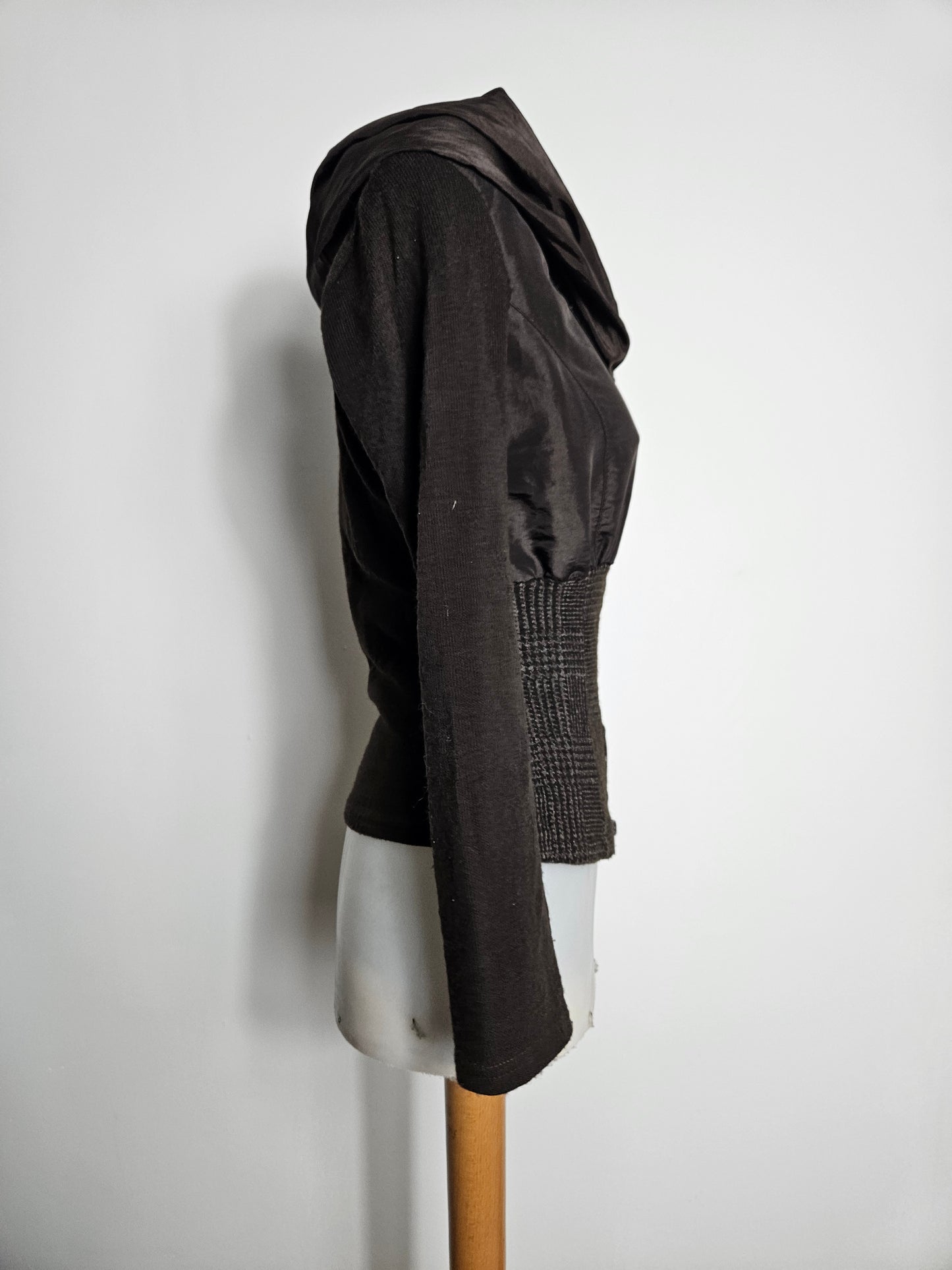 Cardigan bi matière marron