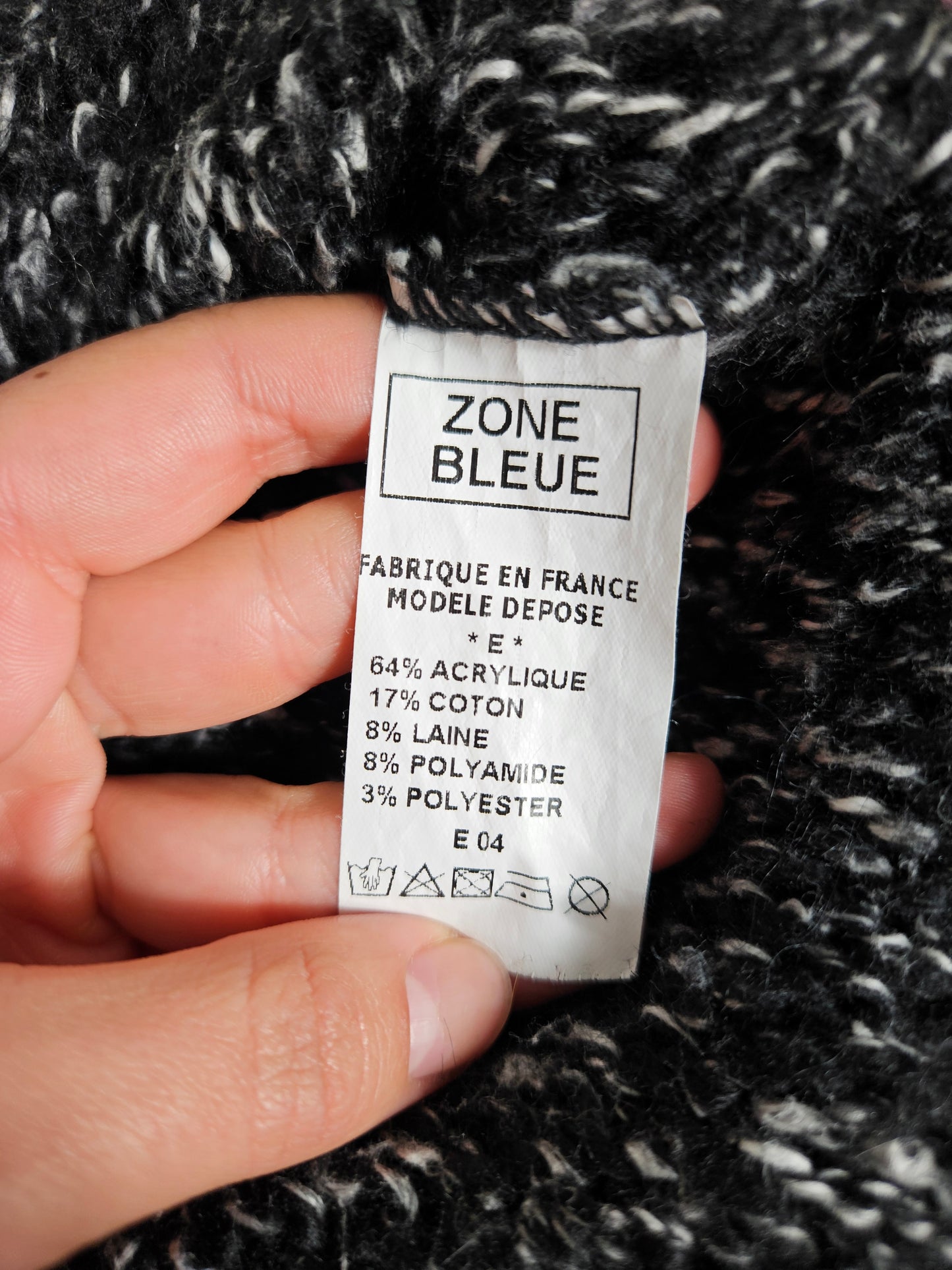Pull gris chiné zone bleue