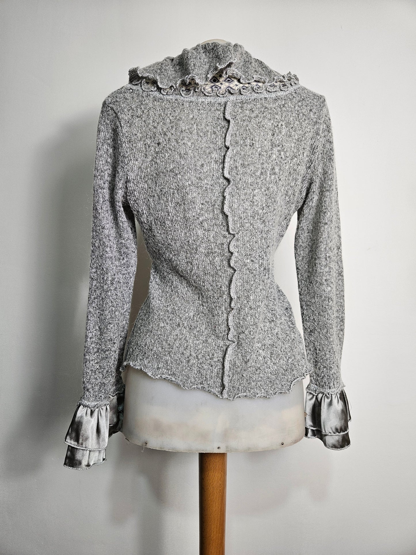 Pull gris bi matières