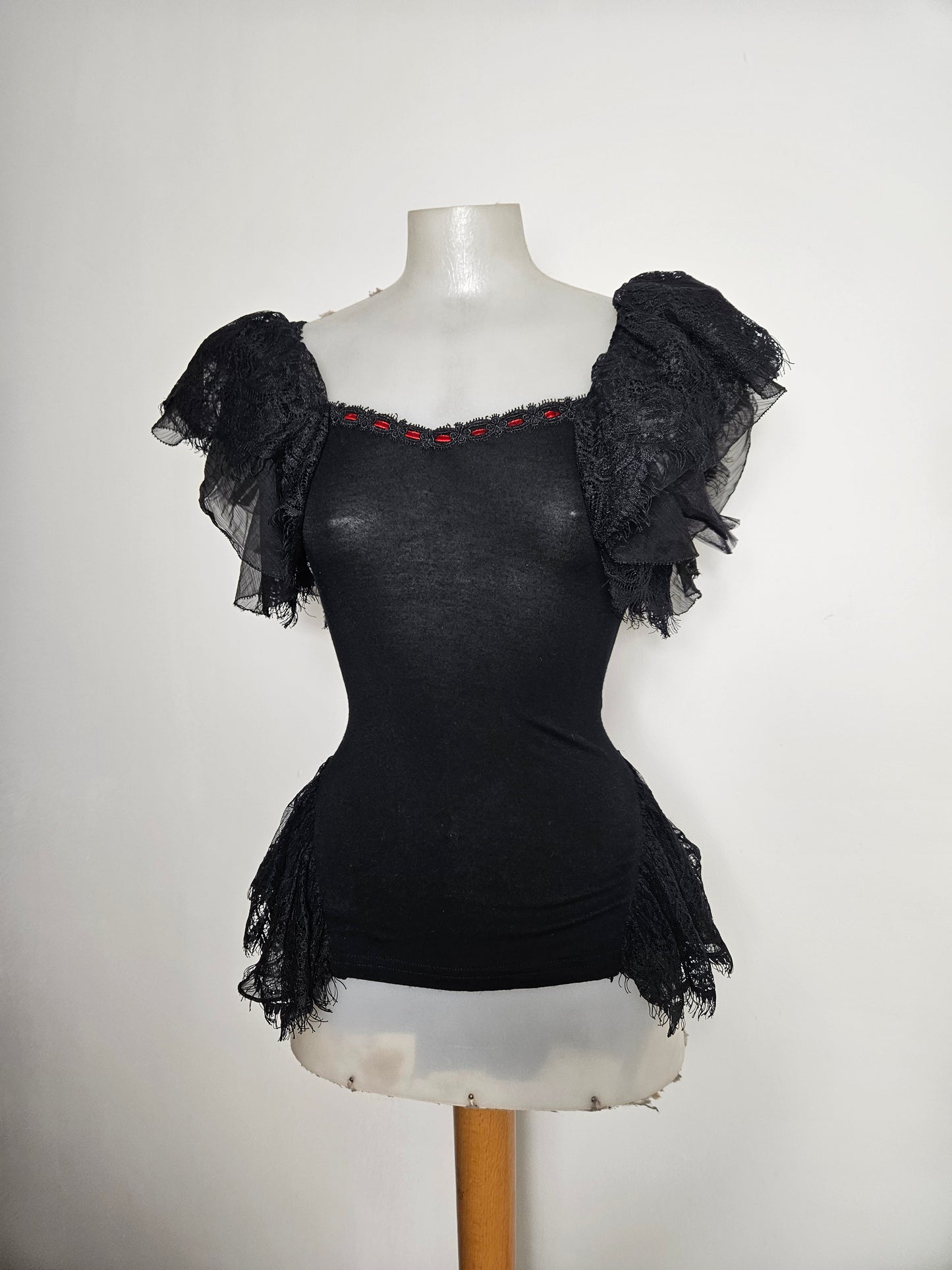 Haut détails dentelle Punk Rave