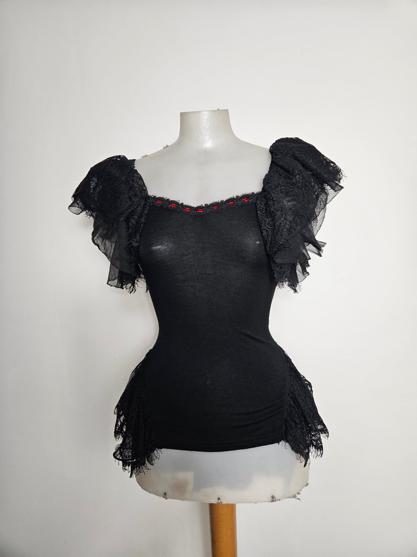 Haut détails dentelle Punk Rave