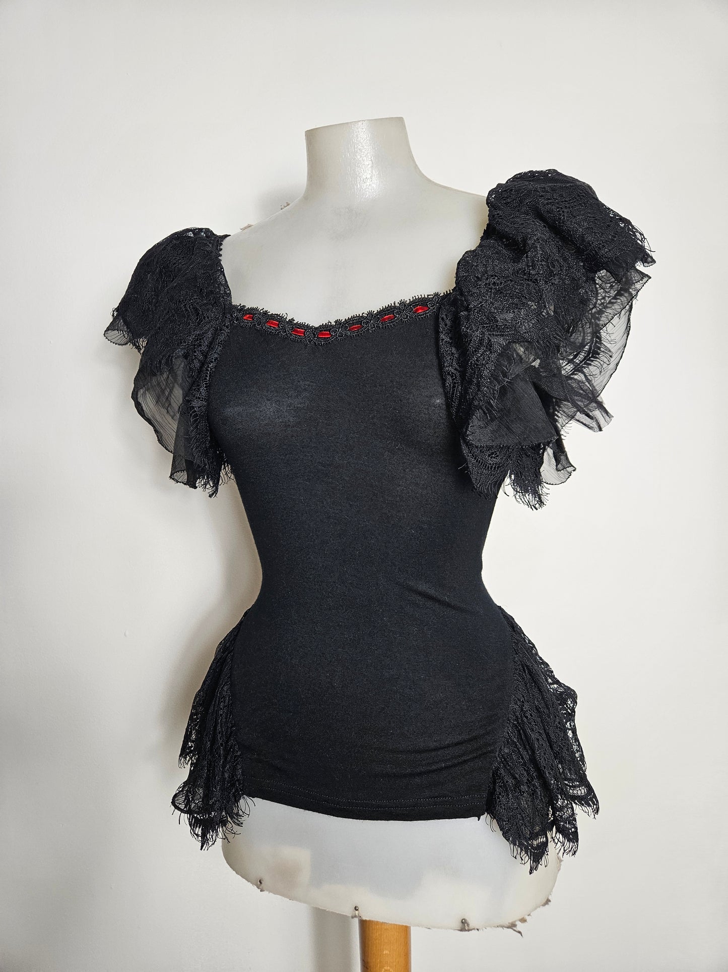 Haut détails dentelle Punk Rave