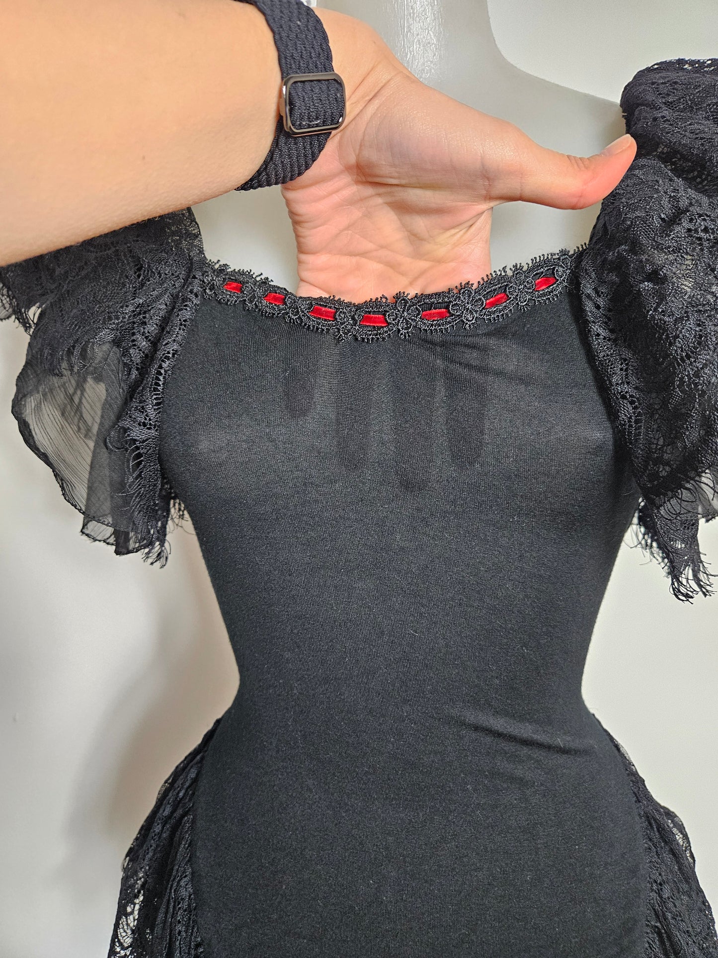 Haut détails dentelle Punk Rave