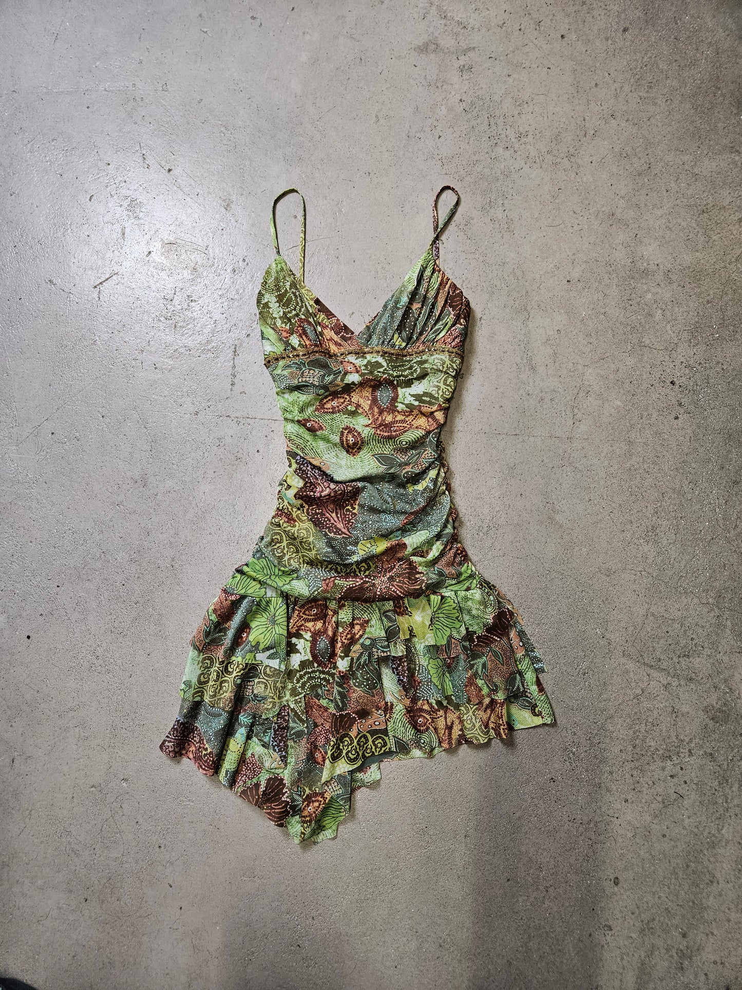 Robe en voile asymétrique tons verts